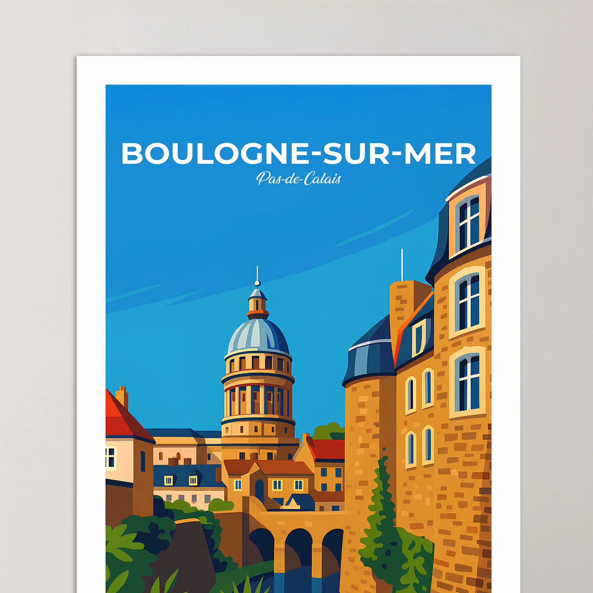 Affiche Boulogne-sur-Mer - Poster vintage, impression artistique murale