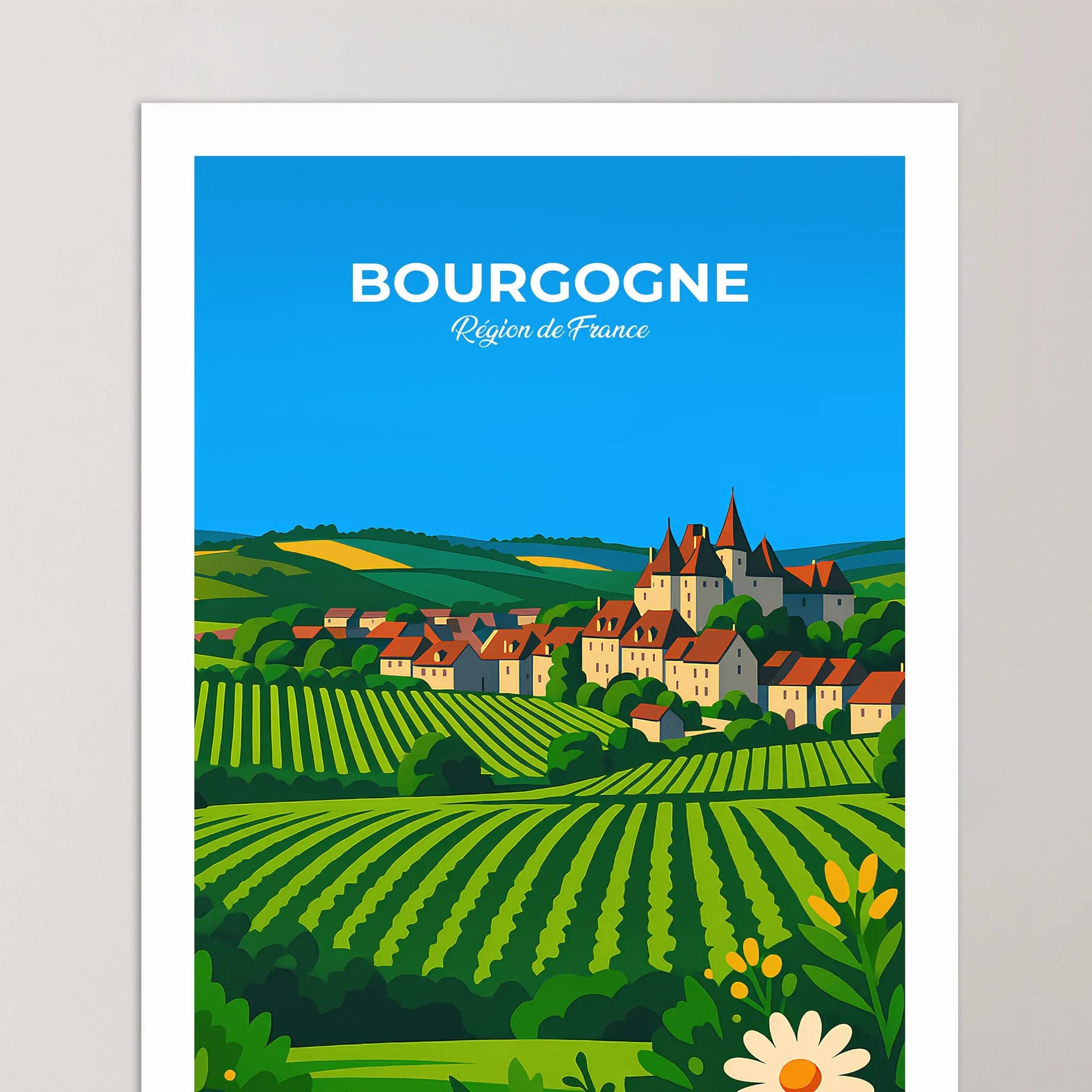 Affiche Bourgogne - Poster vintage, impression artistique murale