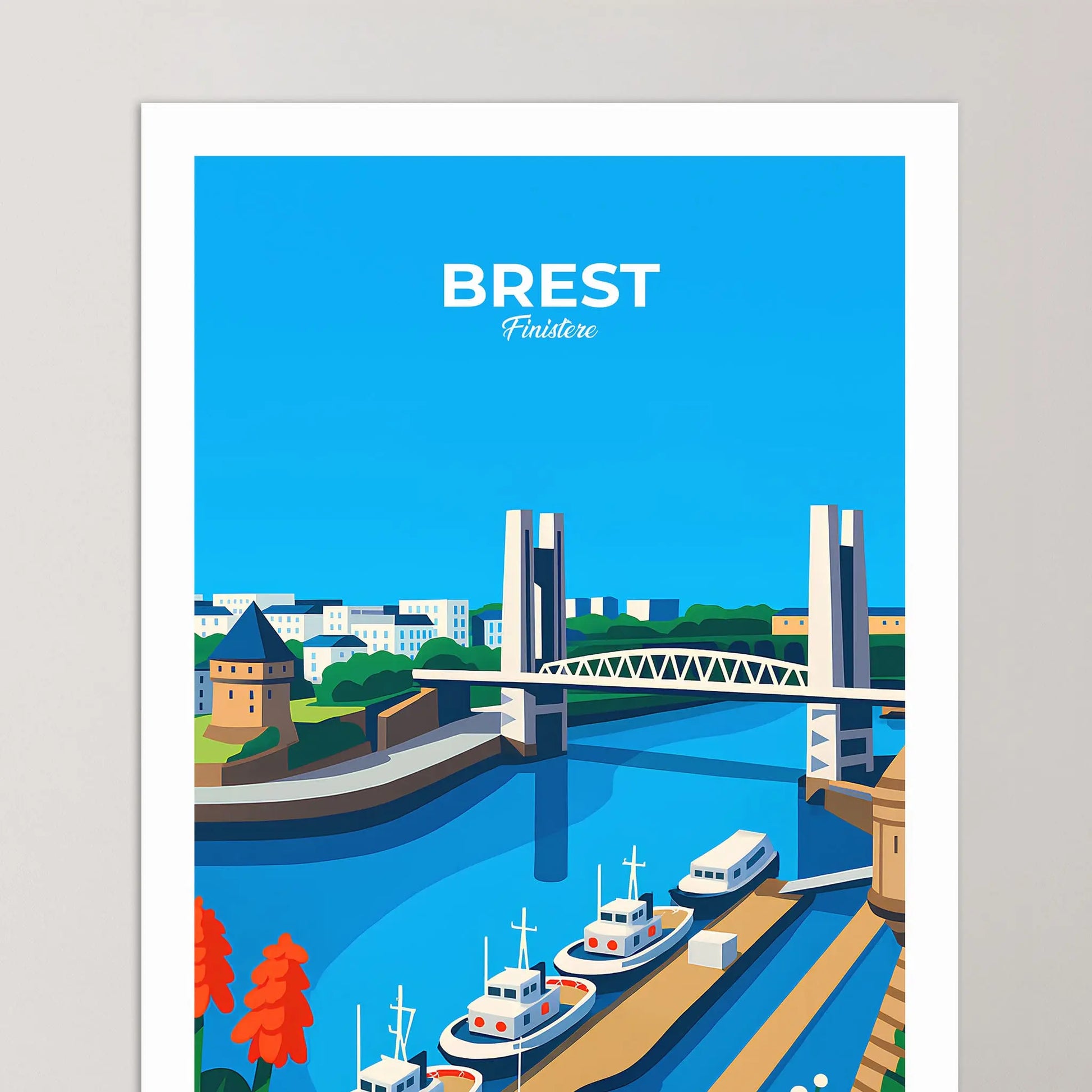 Affiche Brest - Poster vintage, impression artistique murale