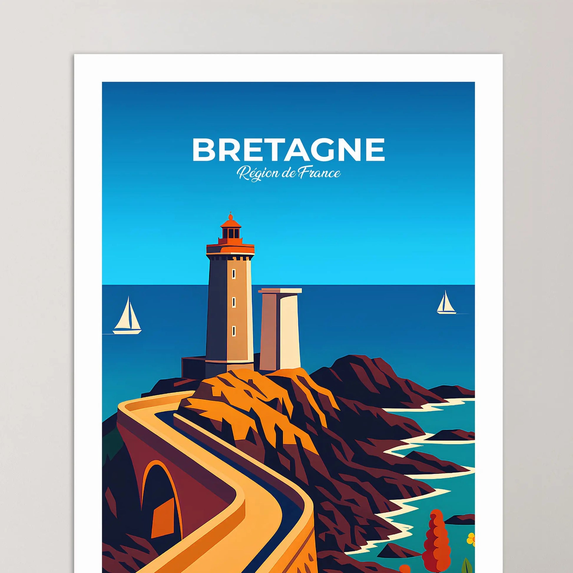 Affiche Bretagne - Poster vintage, impression artistique murale