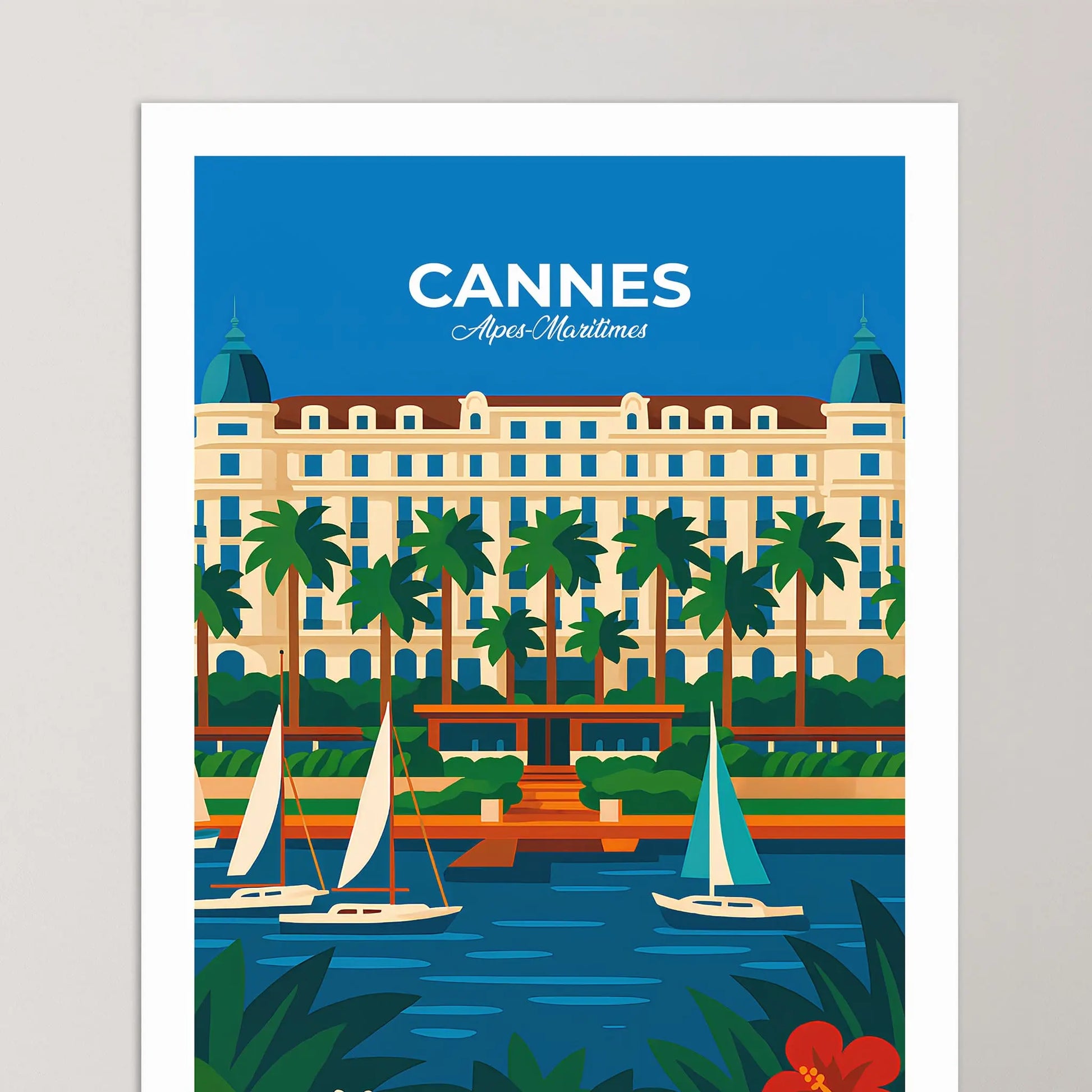 Affiche Cannes - Poster vintage, impression artistique murale