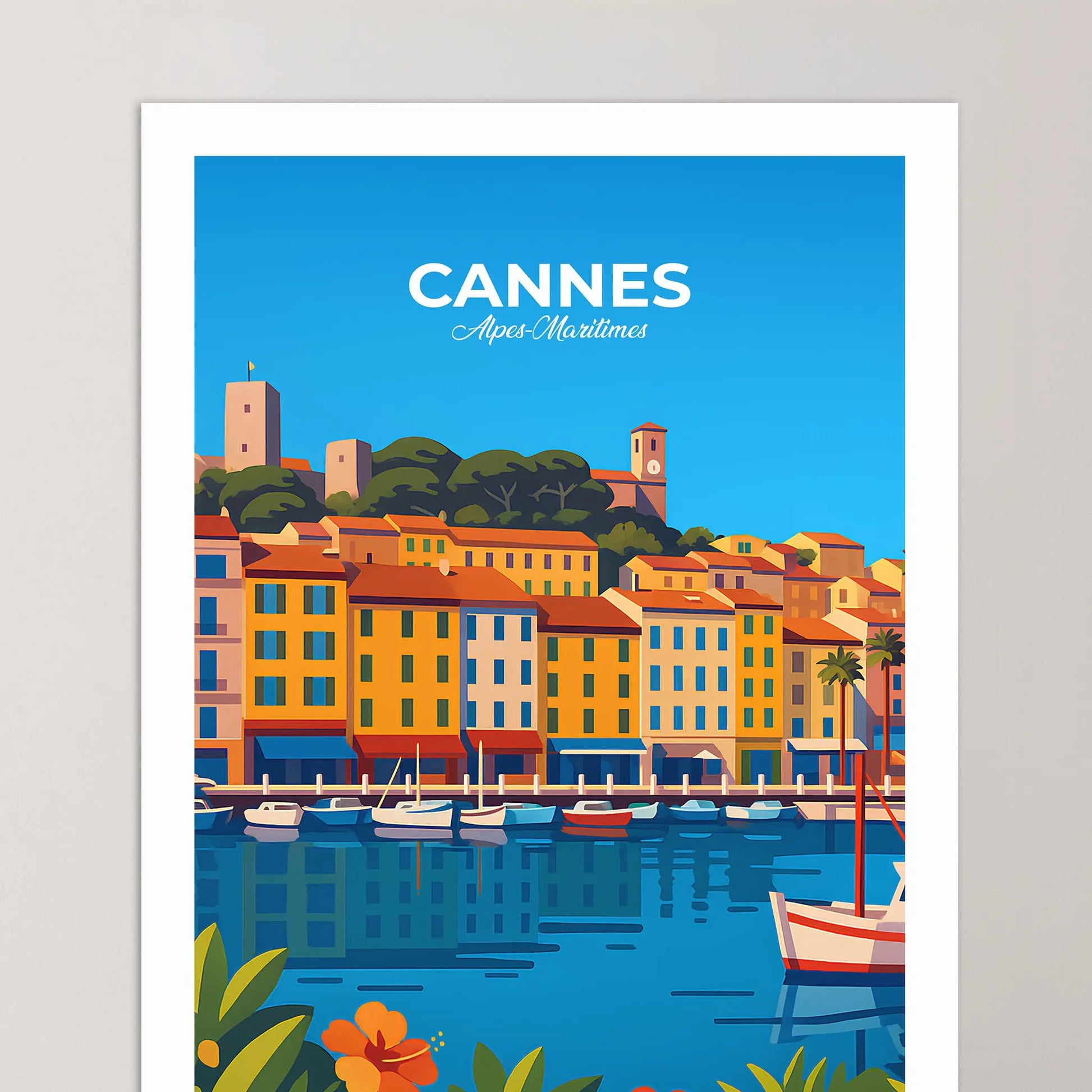 Affiche Cannes - Poster vintage, impression artistique murale