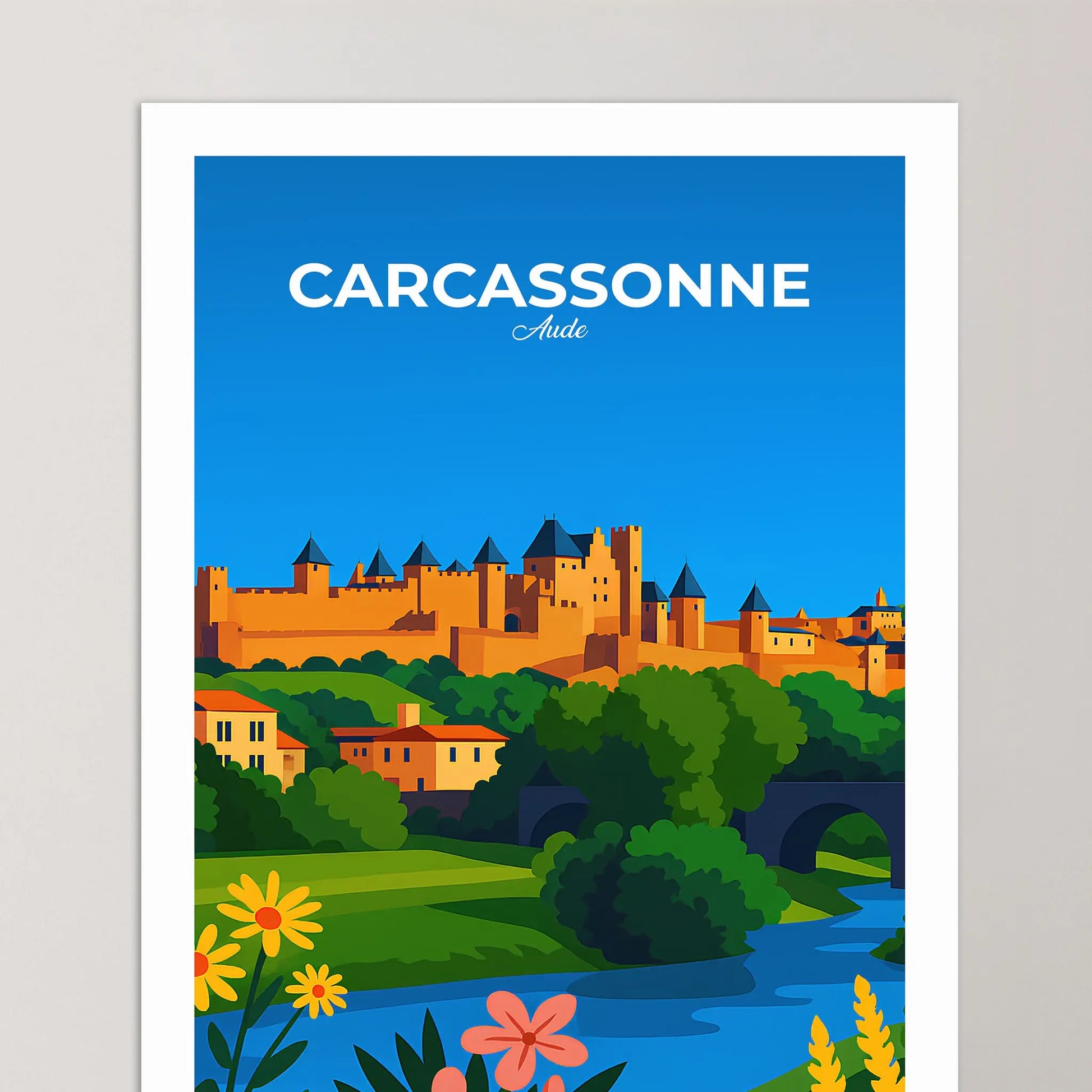 Affiche Carcassonne - Poster vintage, impression artistique murale