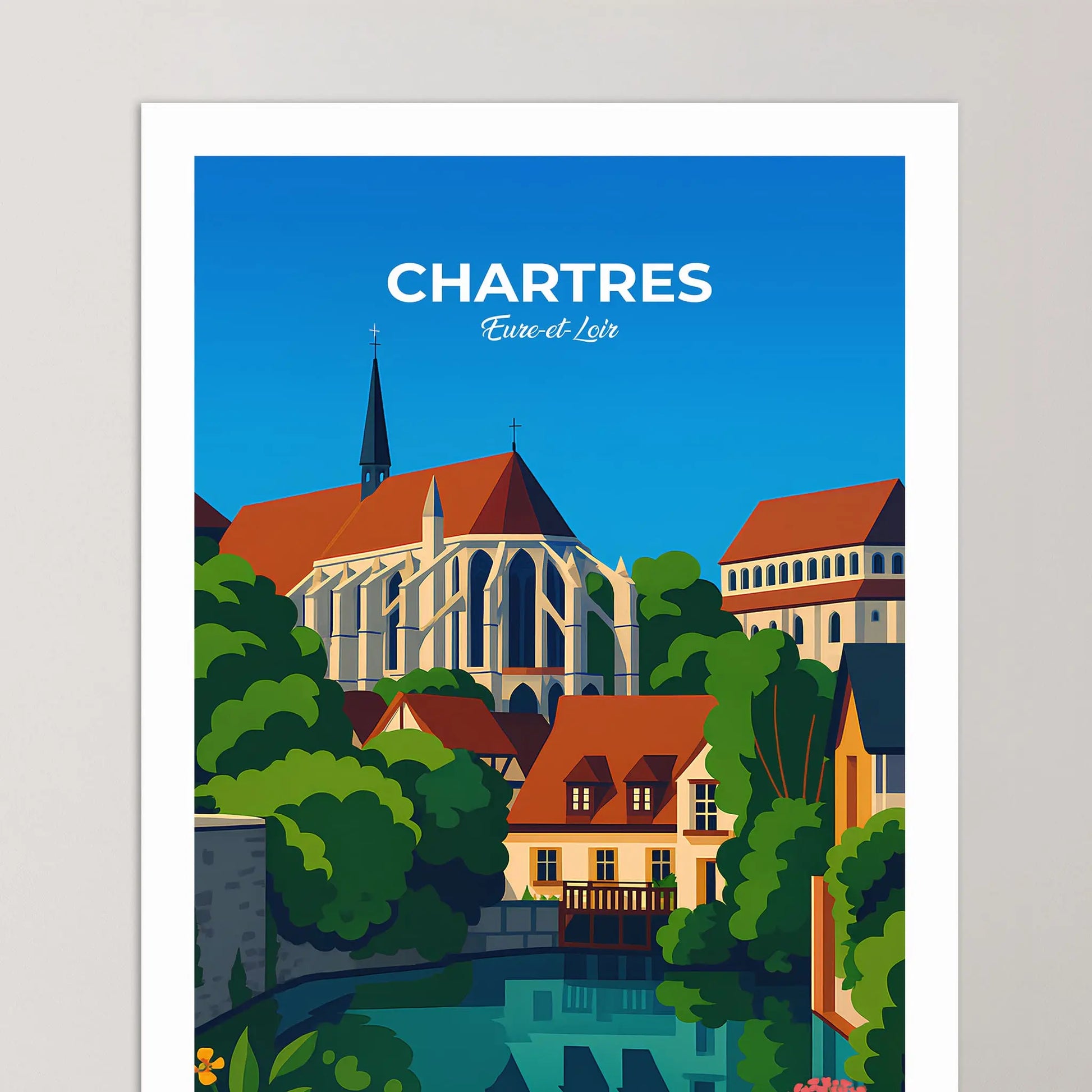 Affiche Chartres - Poster vintage, impression artistique murale