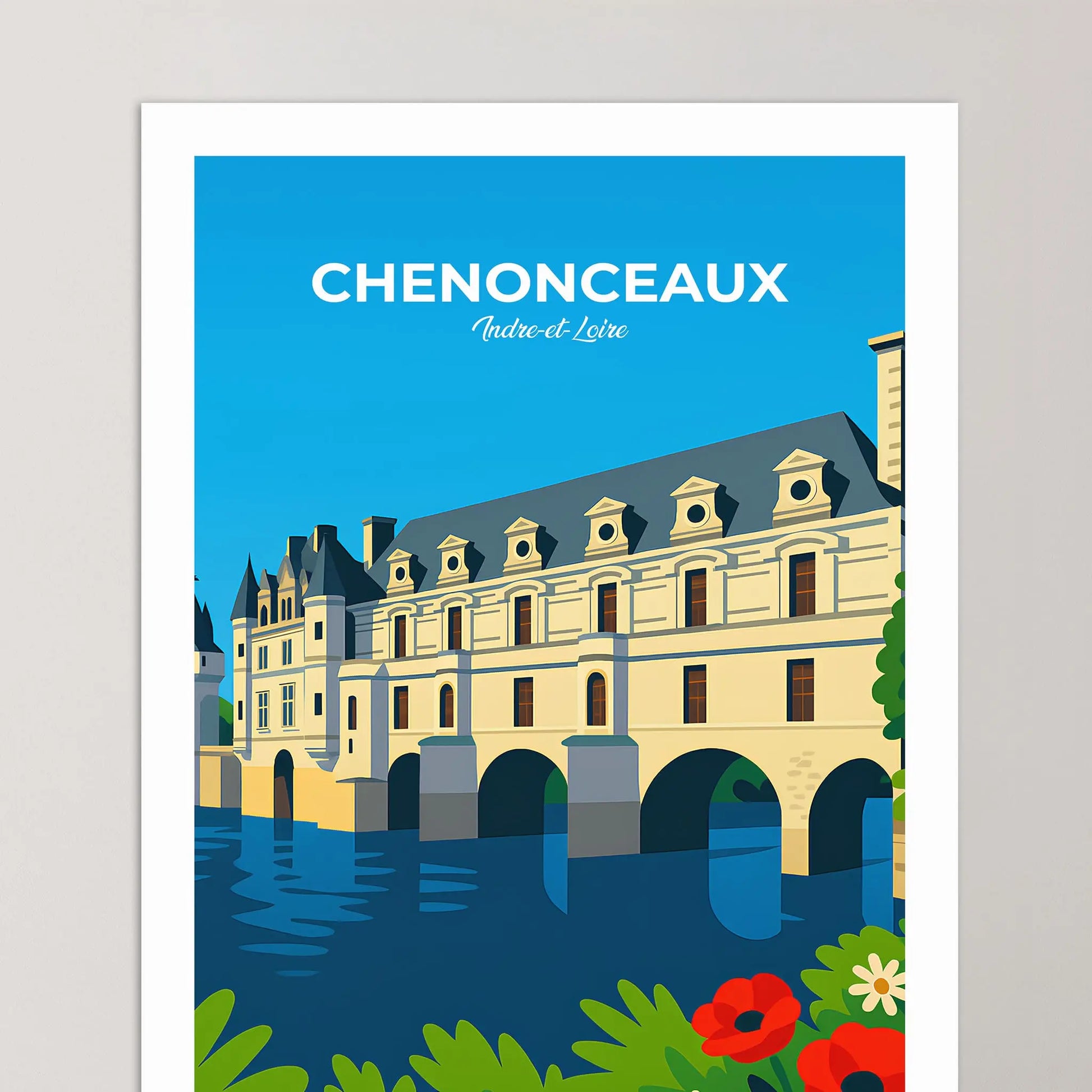 Affiche Chenonceaux - Poster vintage, impression artistique murale