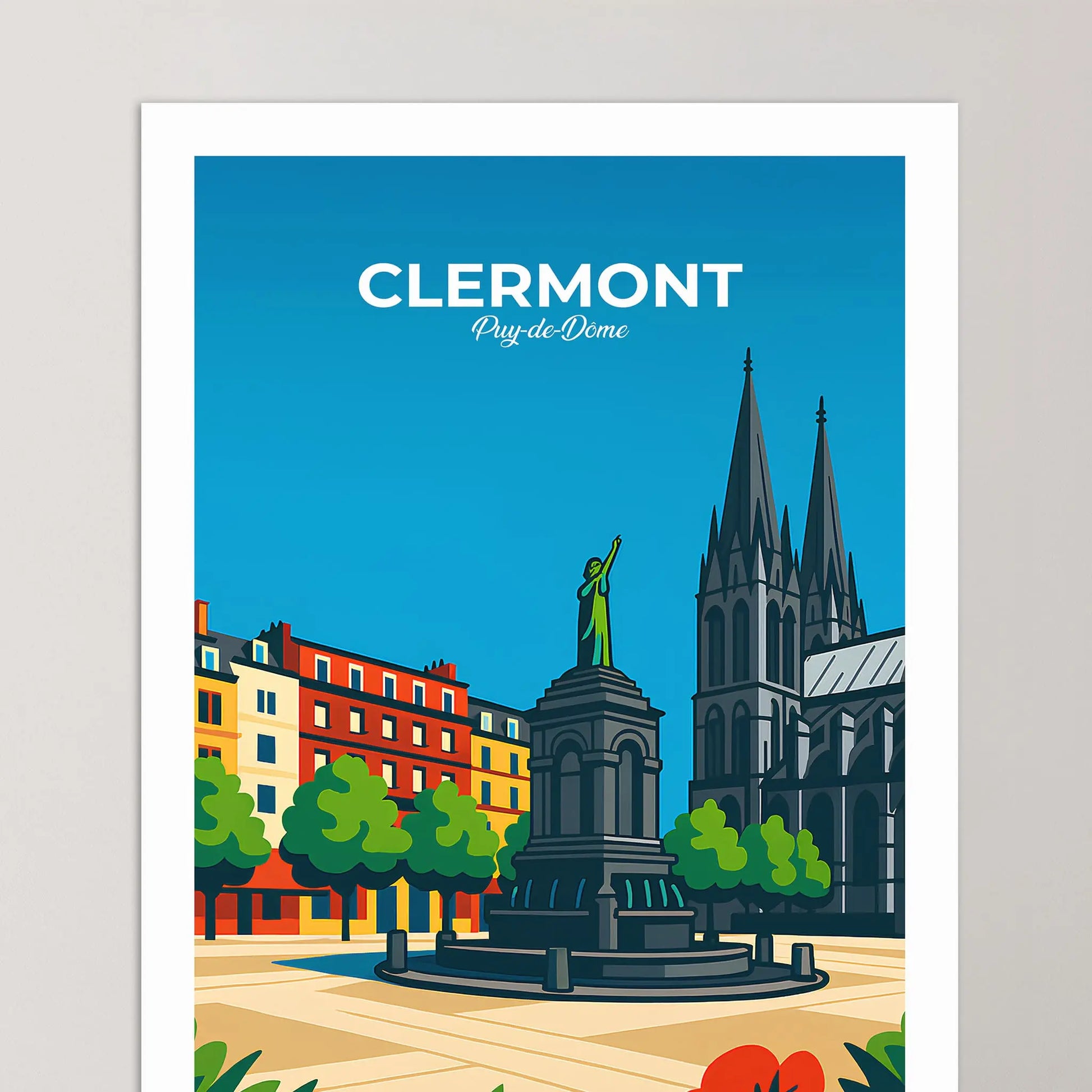 Affiche Clermont-Ferrand - Poster vintage, impression artistique murale