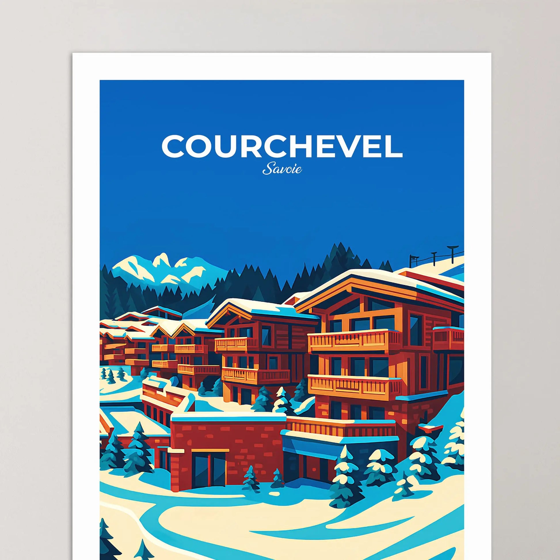 Affiche Courchevel - Poster vintage, impression artistique murale