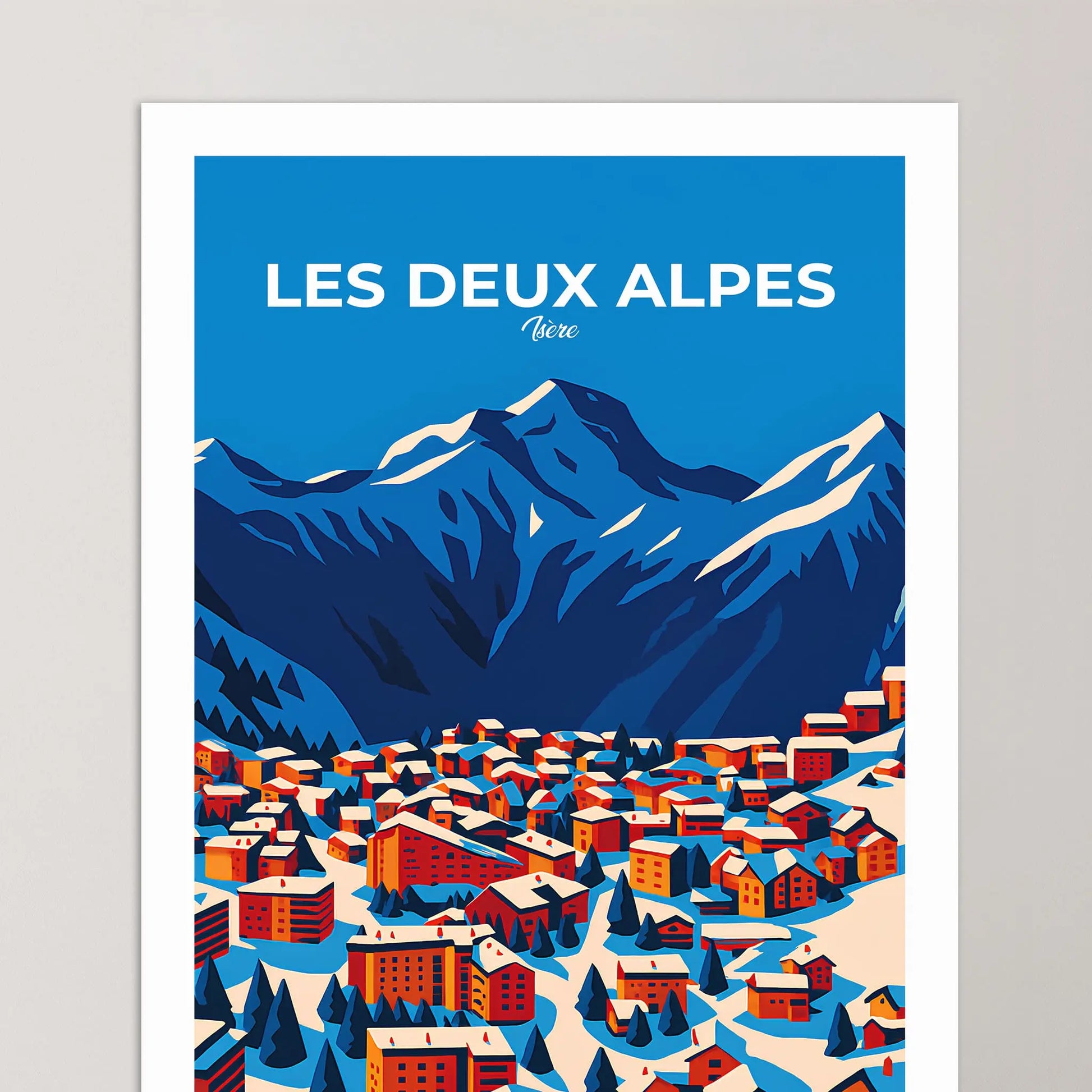 Affiche Les Deux Alpes - Poster vintage, impression artistique murale