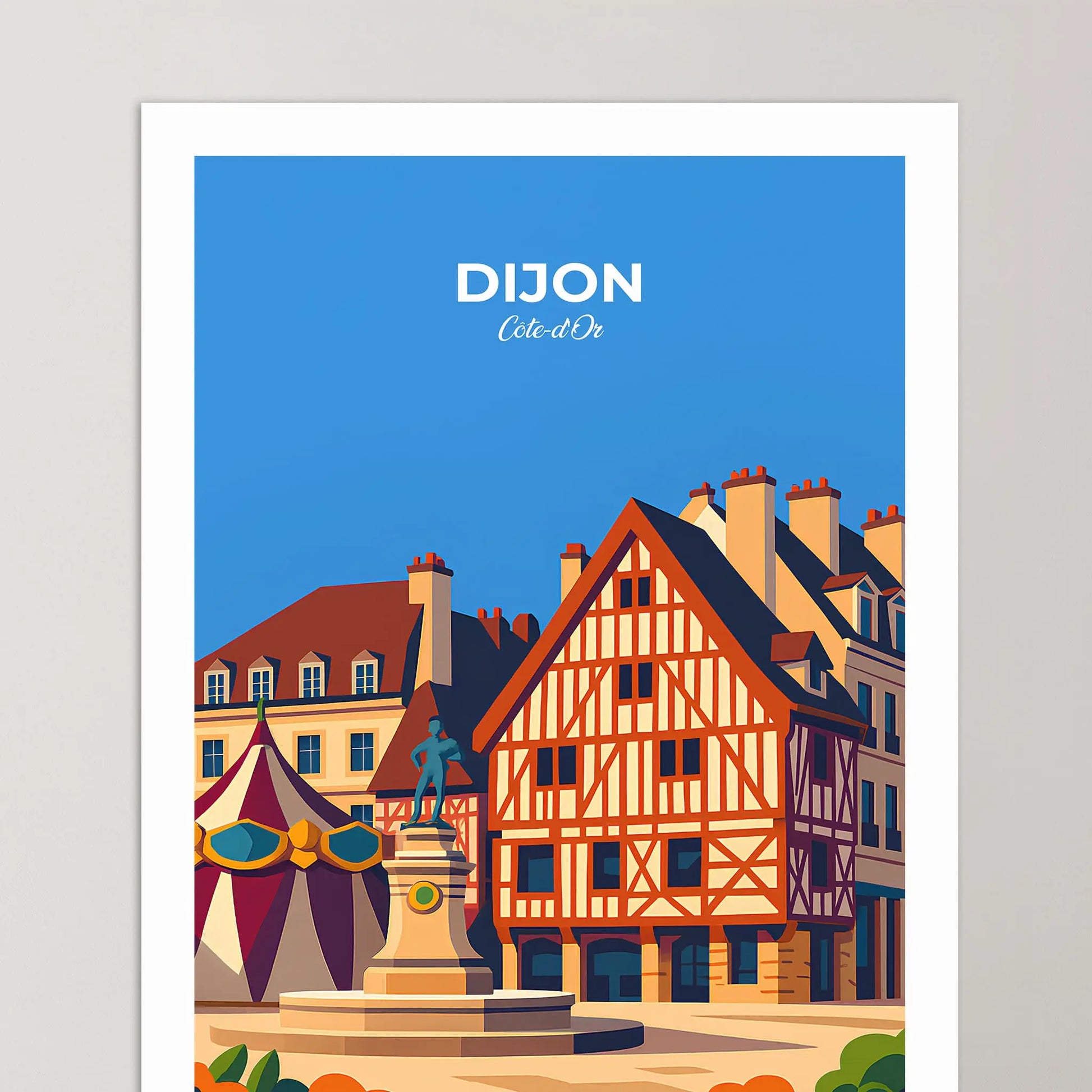 Affiche Dijon - Poster vintage, impression artistique murale