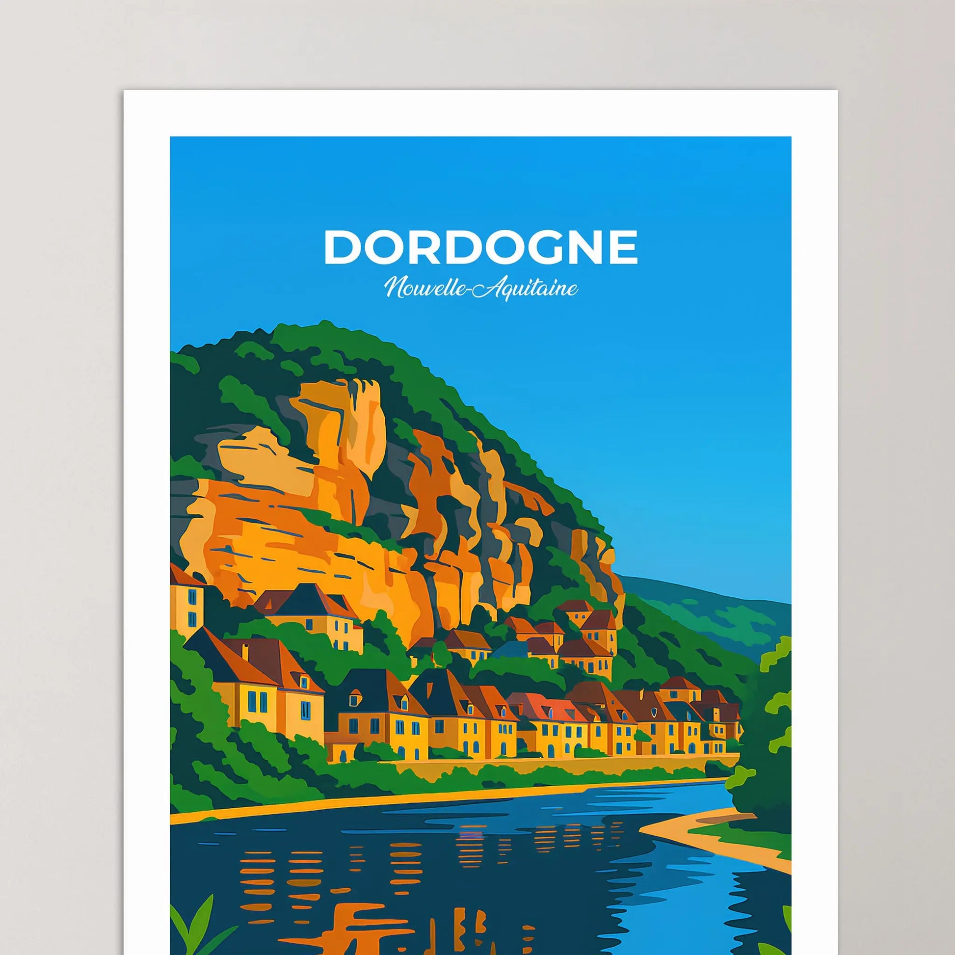 Affiche Dordogne - Poster vintage, impression artistique murale