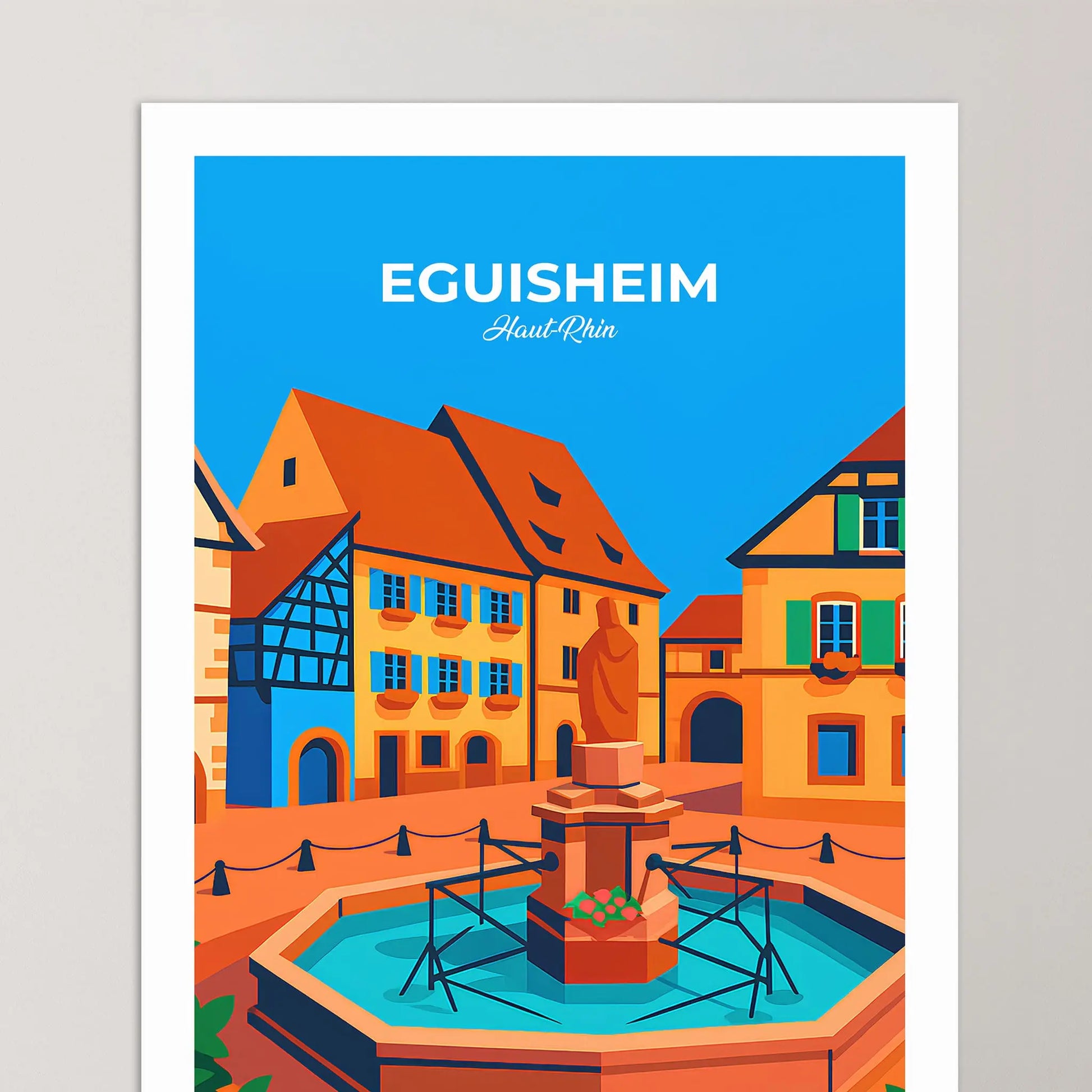 Affiche Eguisheim - Poster vintage, impression artistique murale