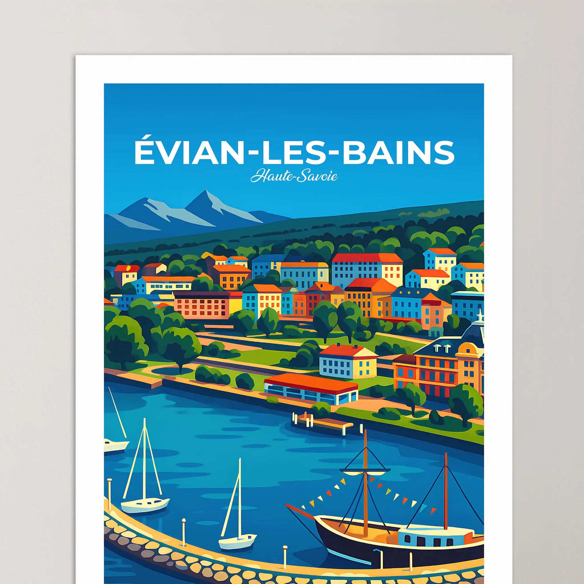Affiche Évian-les-Bains - Poster vintage, impression artistique murale