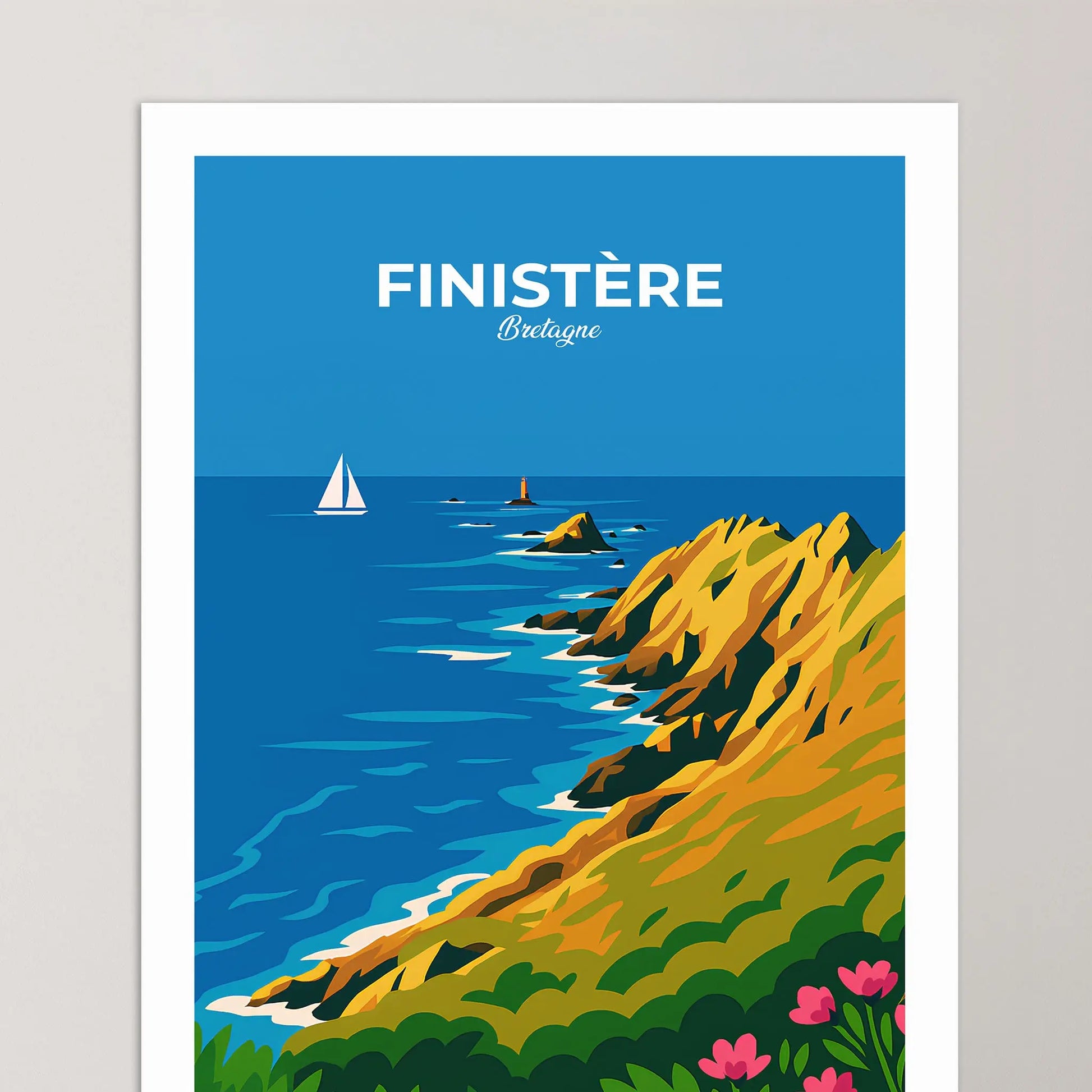 Affiche Finistère - Poster vintage, impression artistique murale