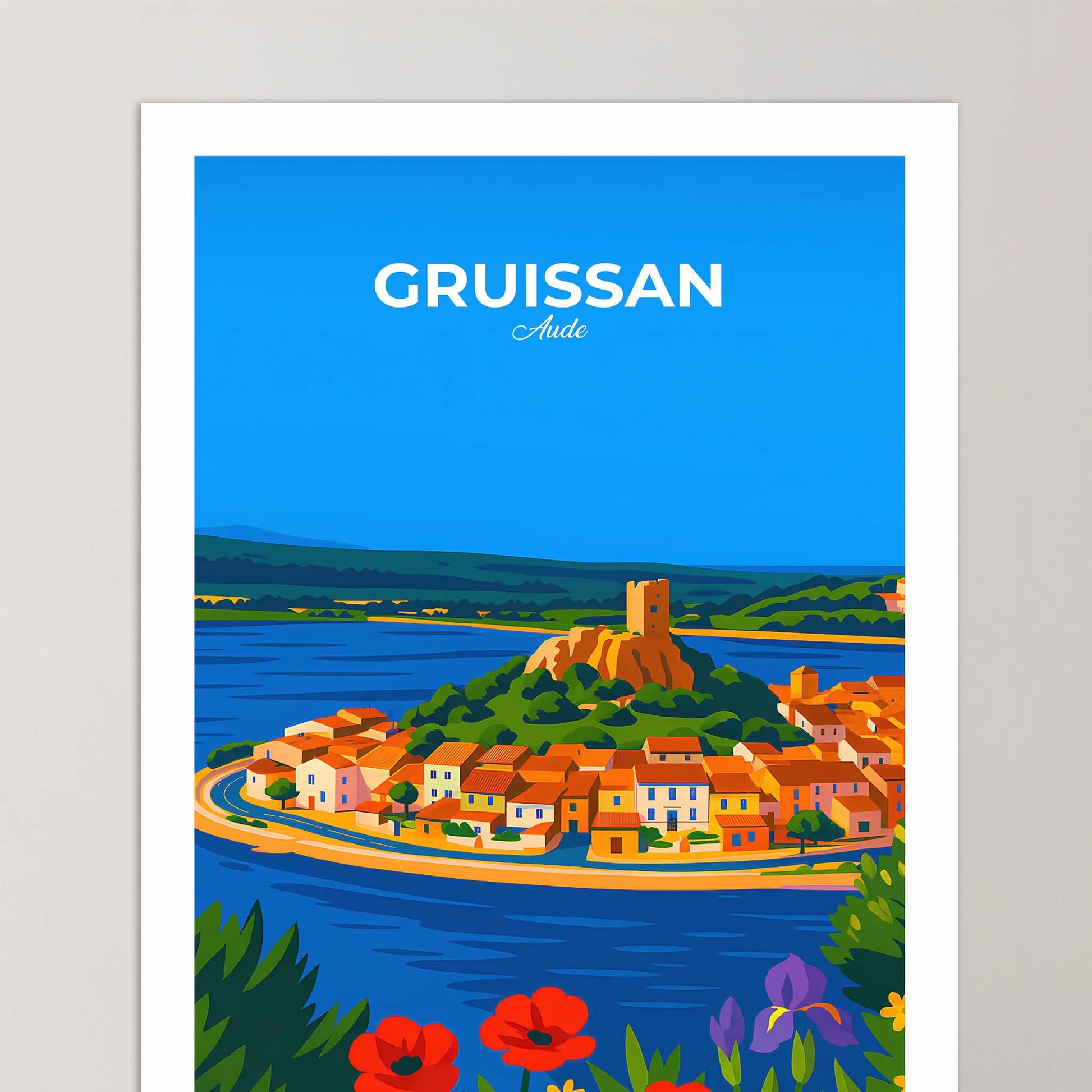 Affiche Gruissan - Poster vintage, impression artistique murale