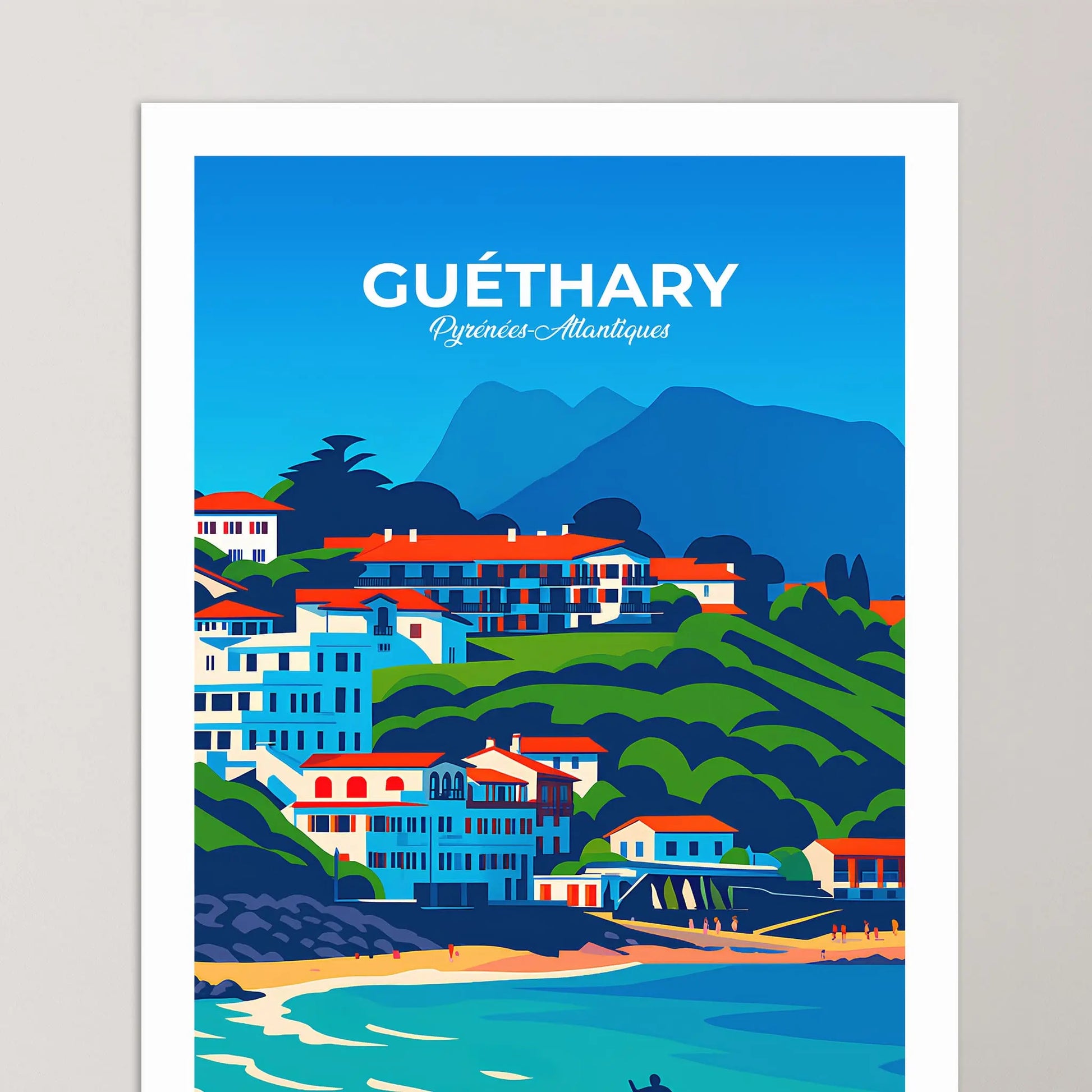 Affiche Guéthary - Poster vintage, impression artistique murale