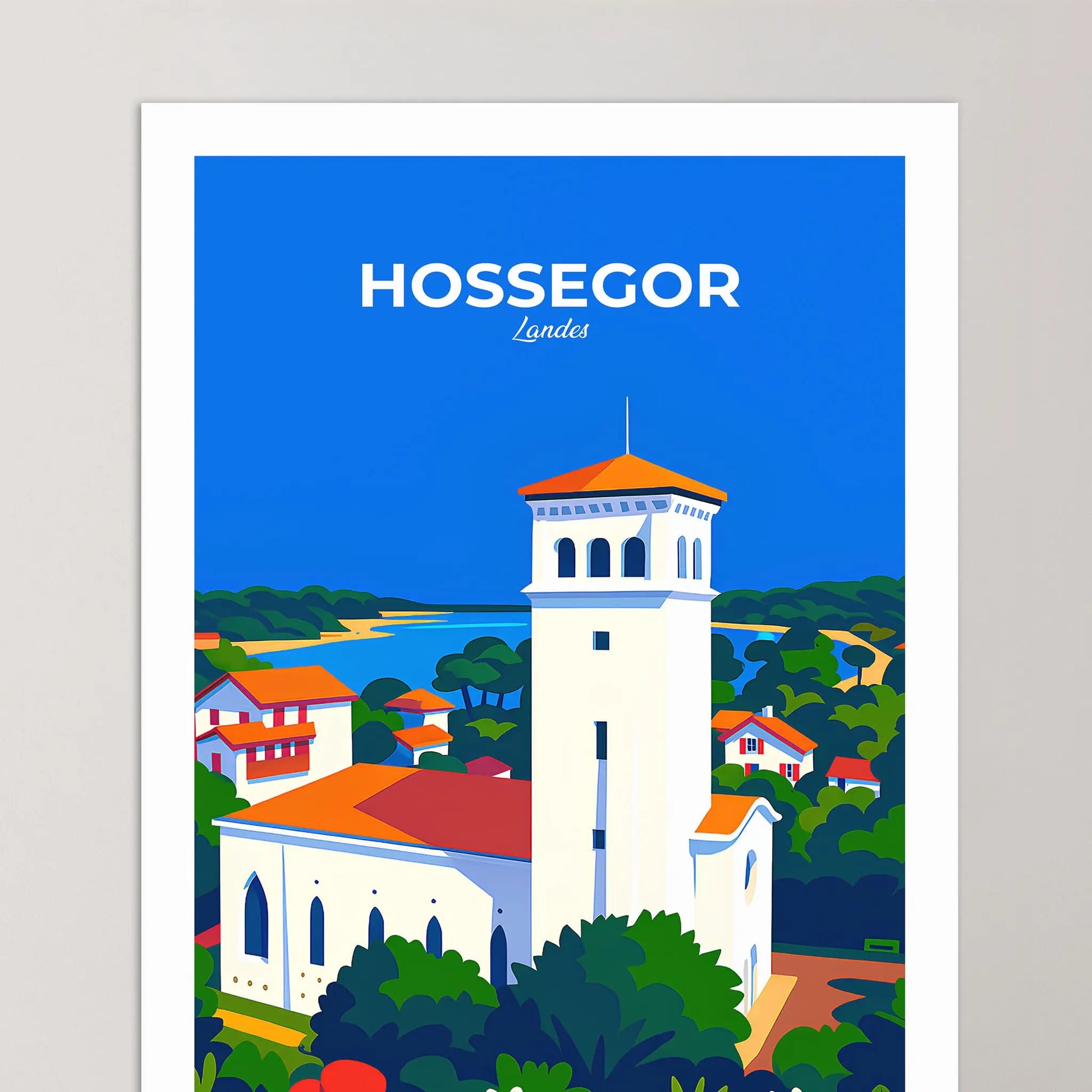 Affiche Hossegor - Poster vintage, impression artistique murale