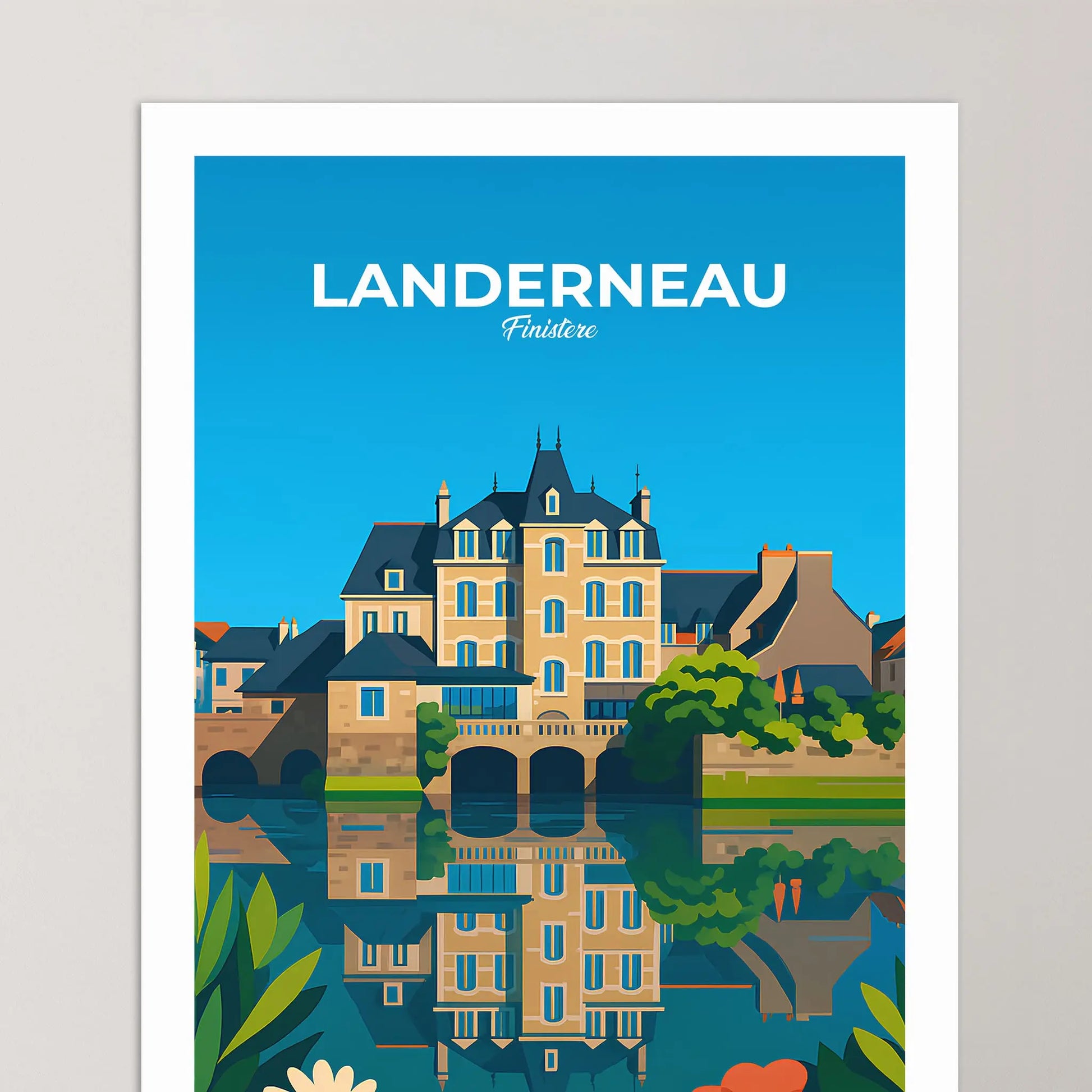 Affiche Landerneau - Poster vintage, impression artistique murale