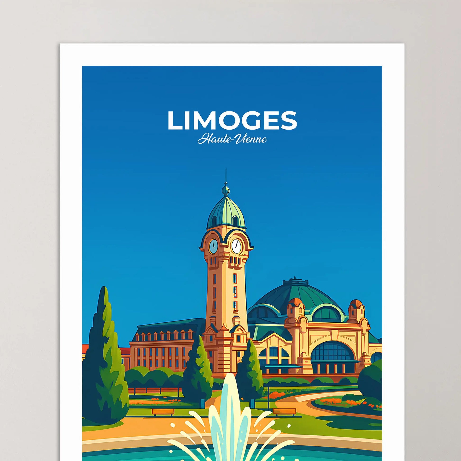 Affiche Limoges - Poster vintage, impression artistique murale