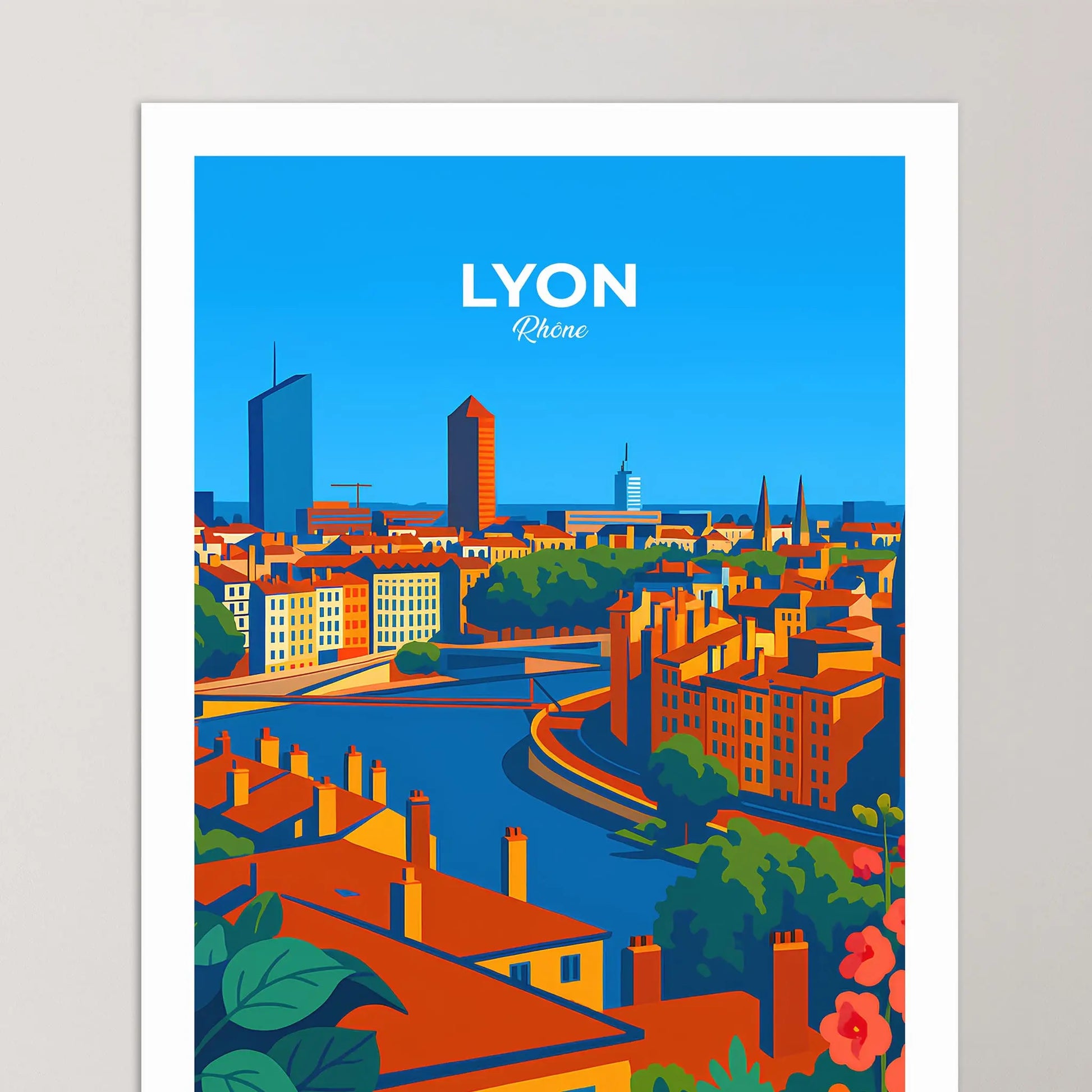 Affiche Lyon - Poster vintage, impression artistique murale