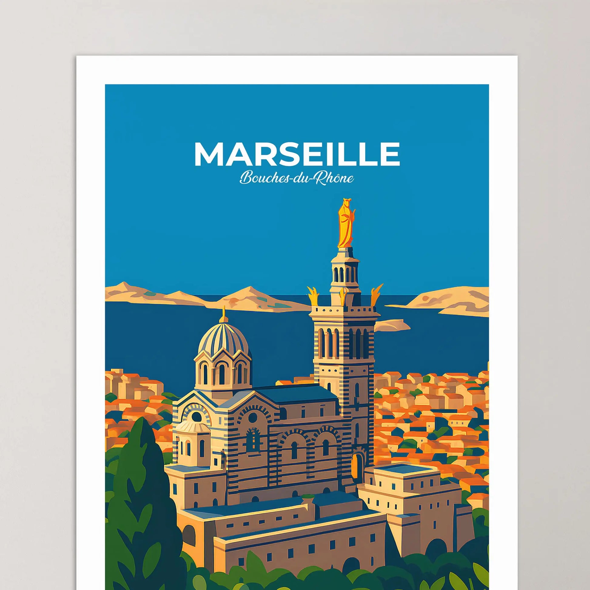 Affiche Marseille - Poster vintage, impression artistique murale
