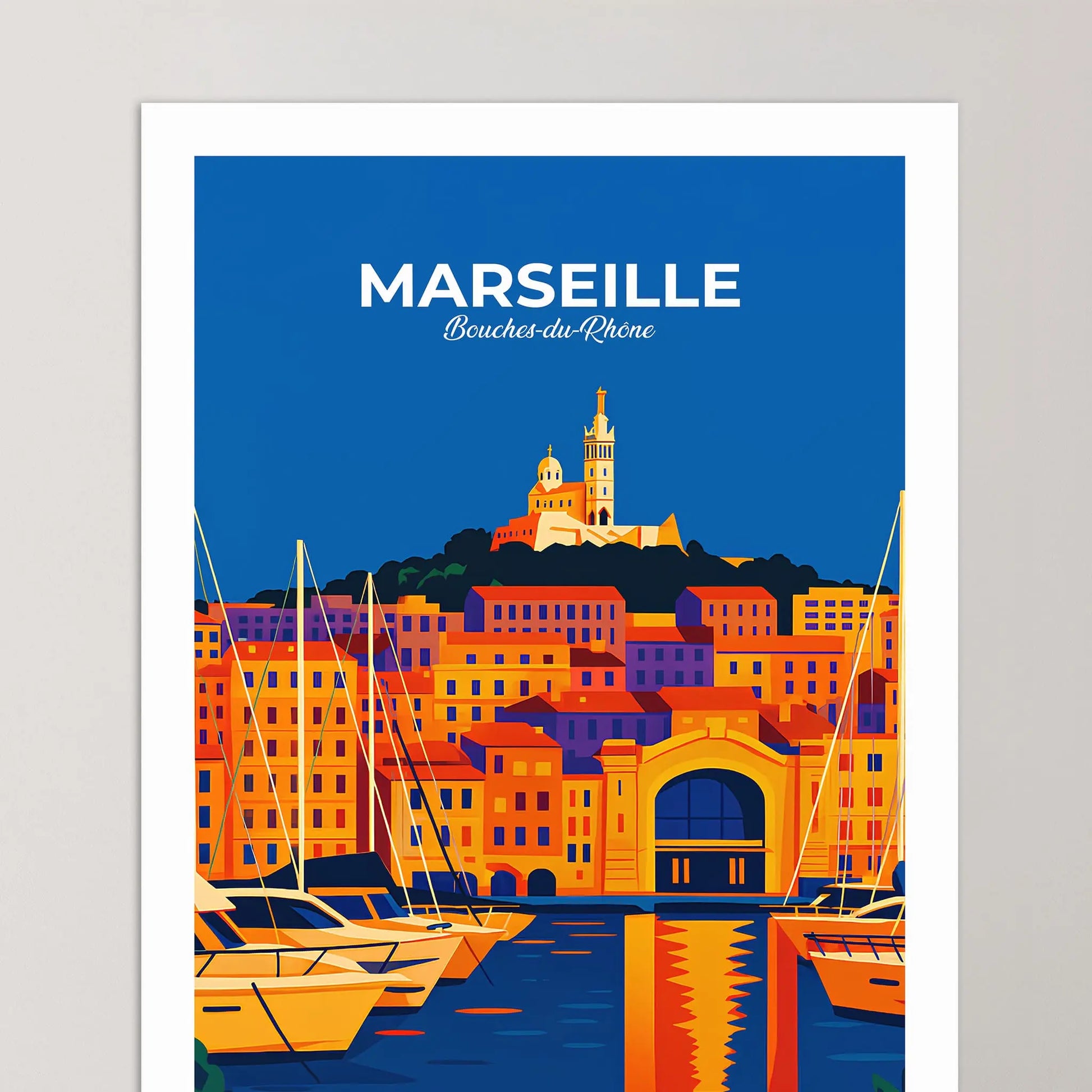 Affiche Marseille - Poster vintage, impression artistique murale