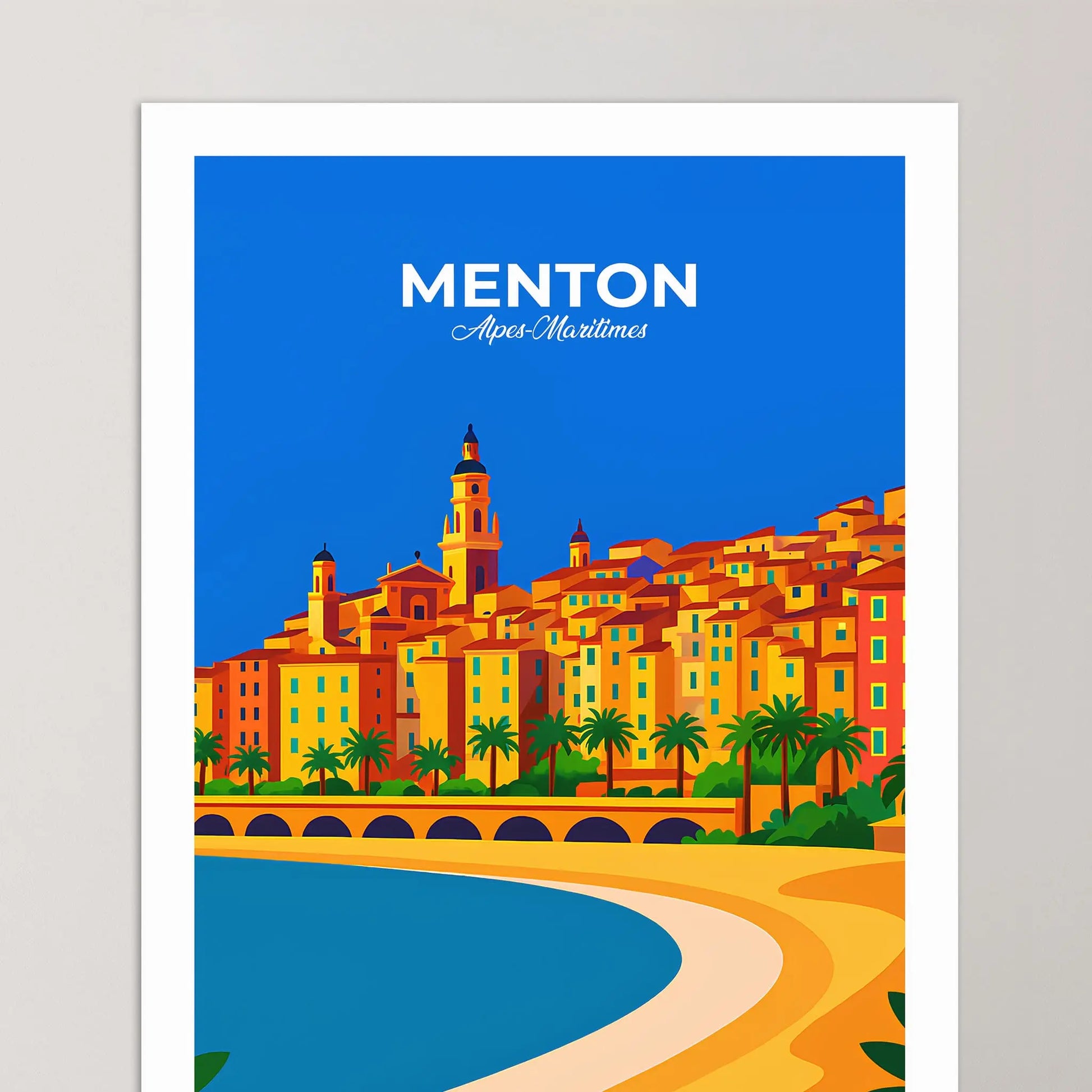 Affiche Menton - Poster vintage, impression artistique murale