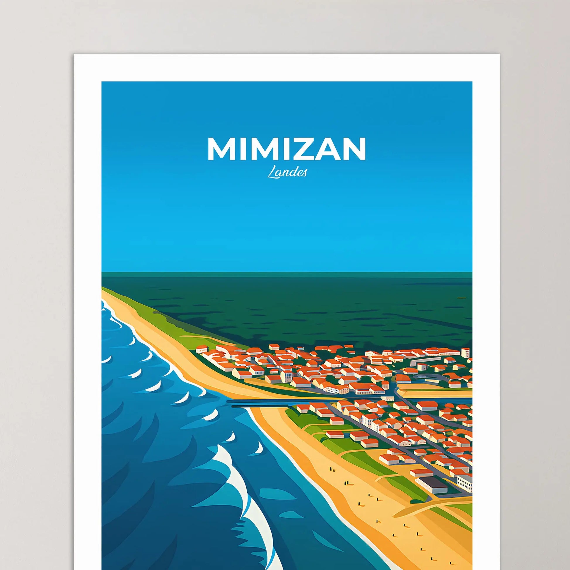 Affiche Mimizan - Poster vintage, impression artistique murale