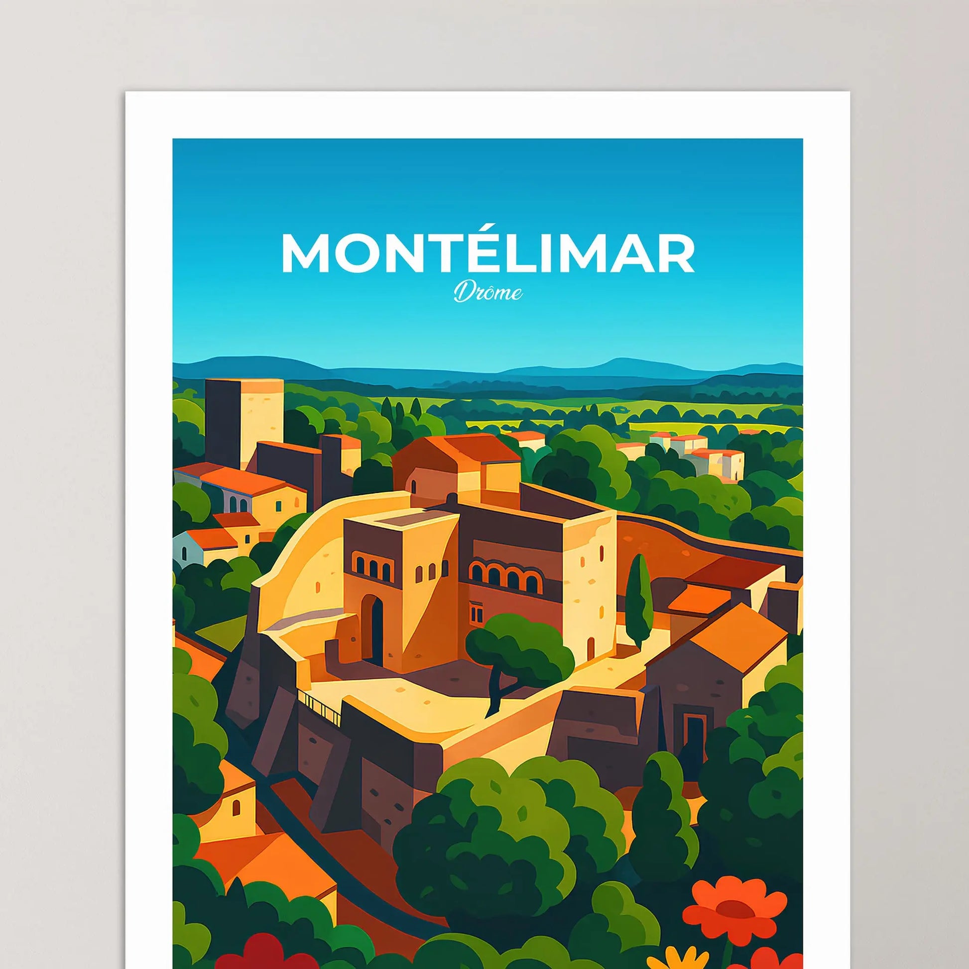 Affiche Montélimar - Poster vintage, impression artistique murale