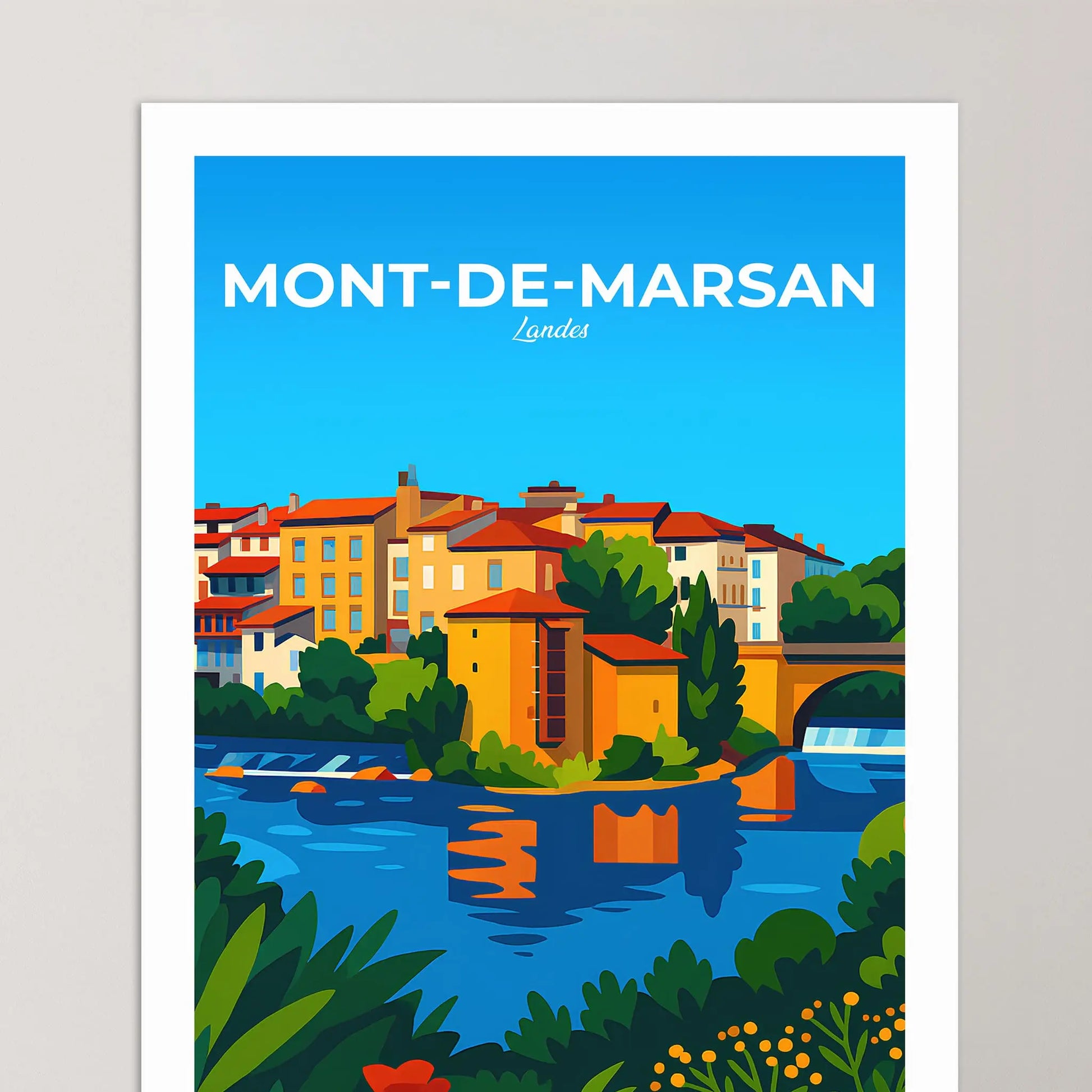 Affiche Mont-de-Marsan - Poster vintage, impression artistique murale