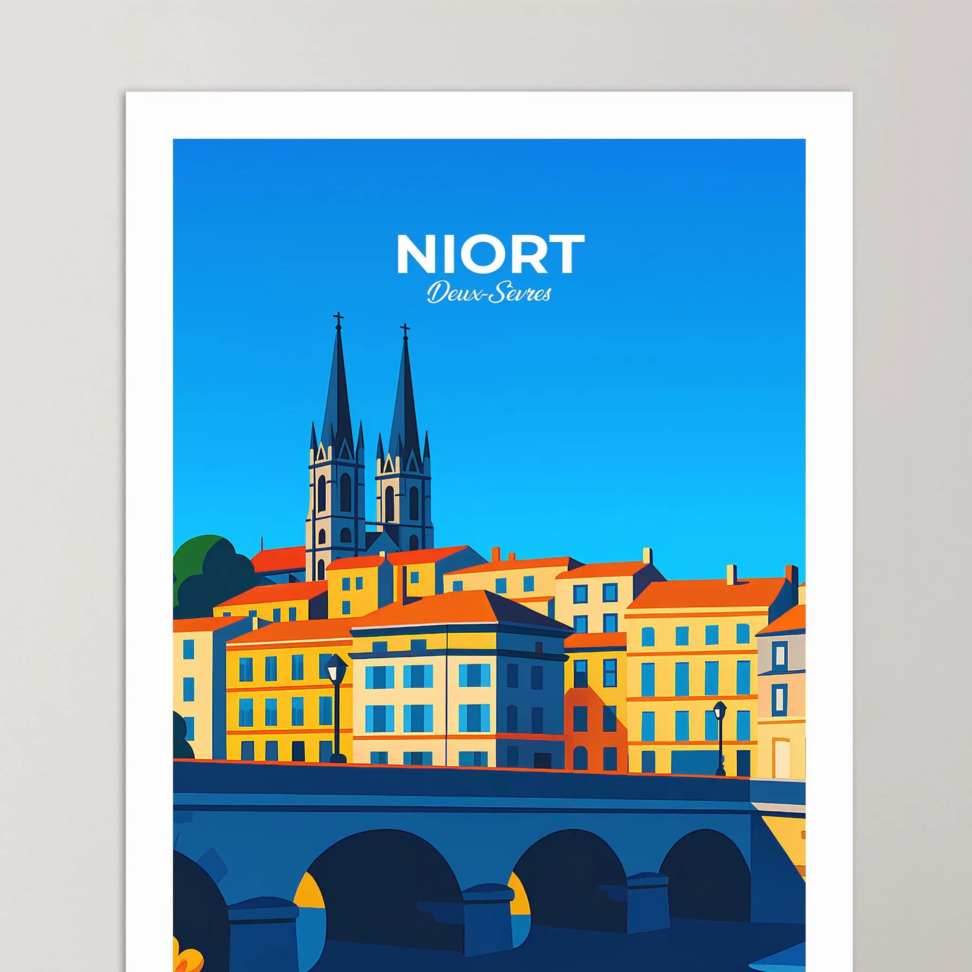 Affiche Niort - Poster vintage, impression artistique murale