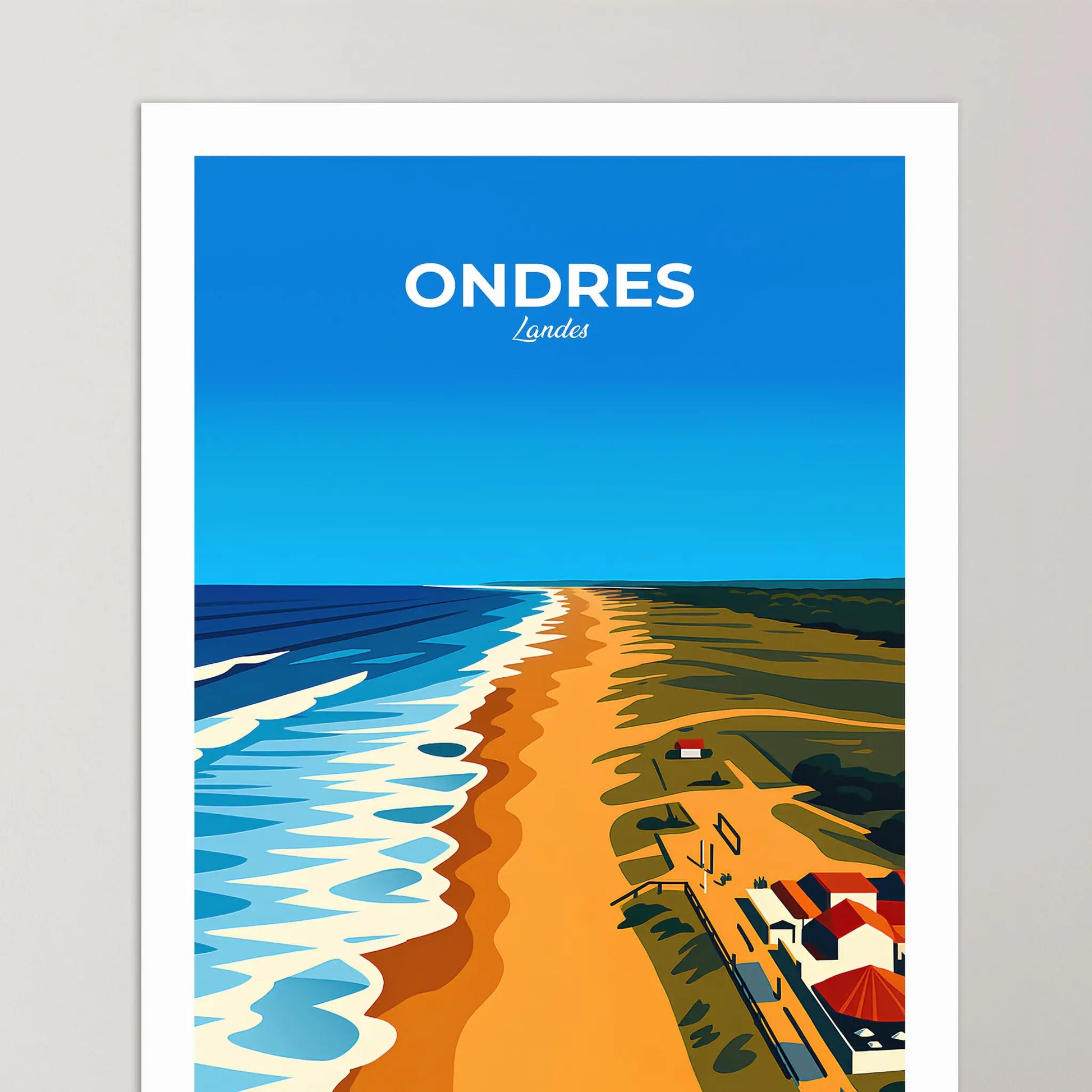 Affiche Ondres - Poster vintage, impression artistique murale
