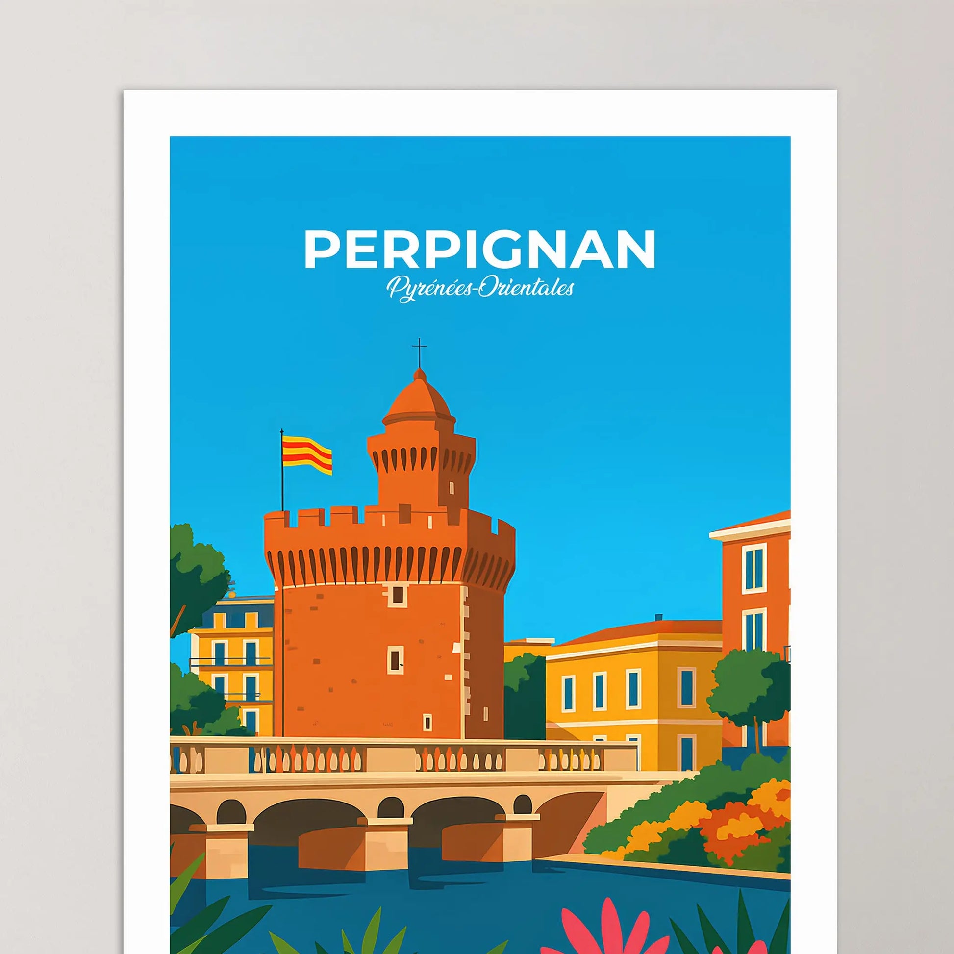 Affiche Perpignan - Poster vintage, impression artistique murale