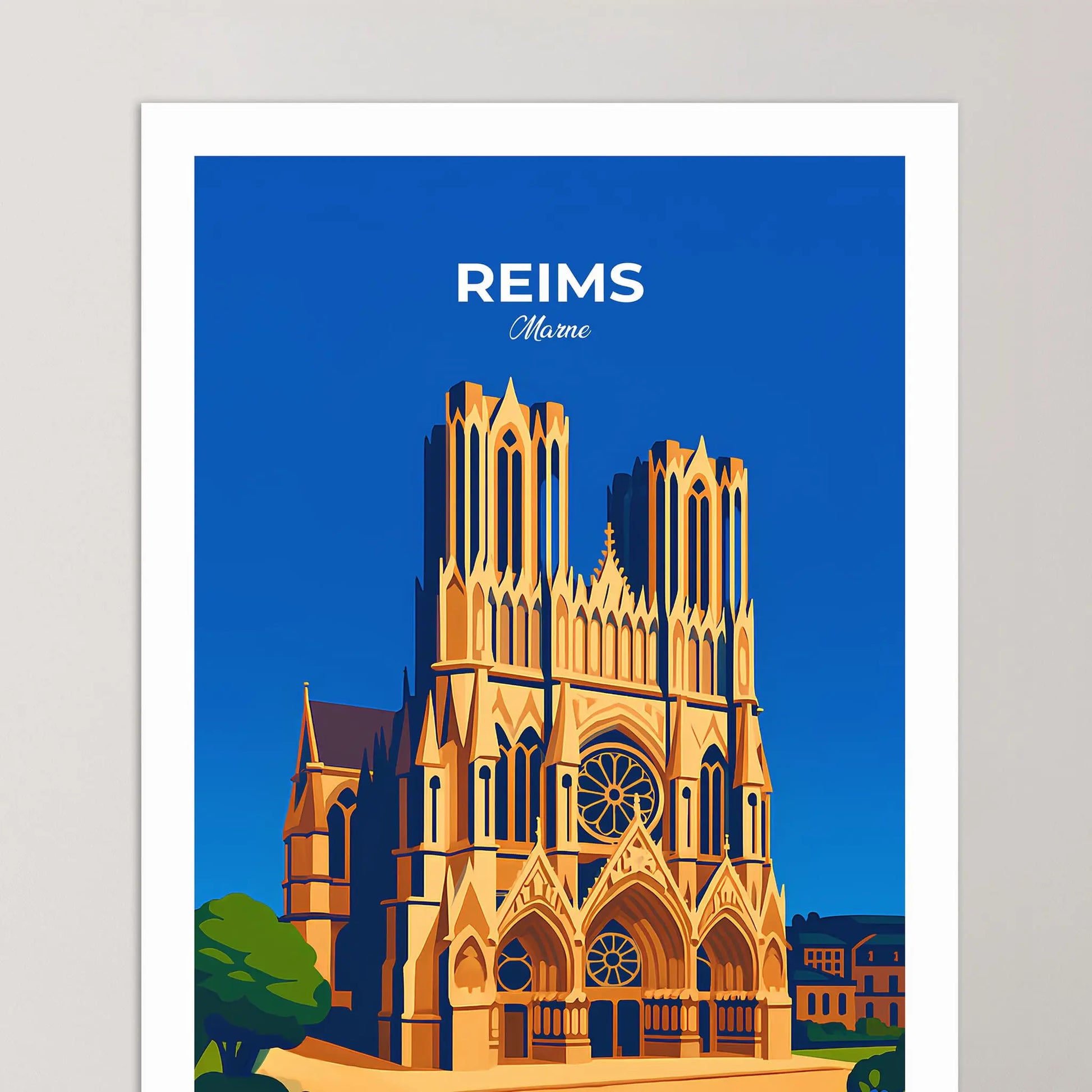 Affiche Reims - Poster vintage, impression artistique murale