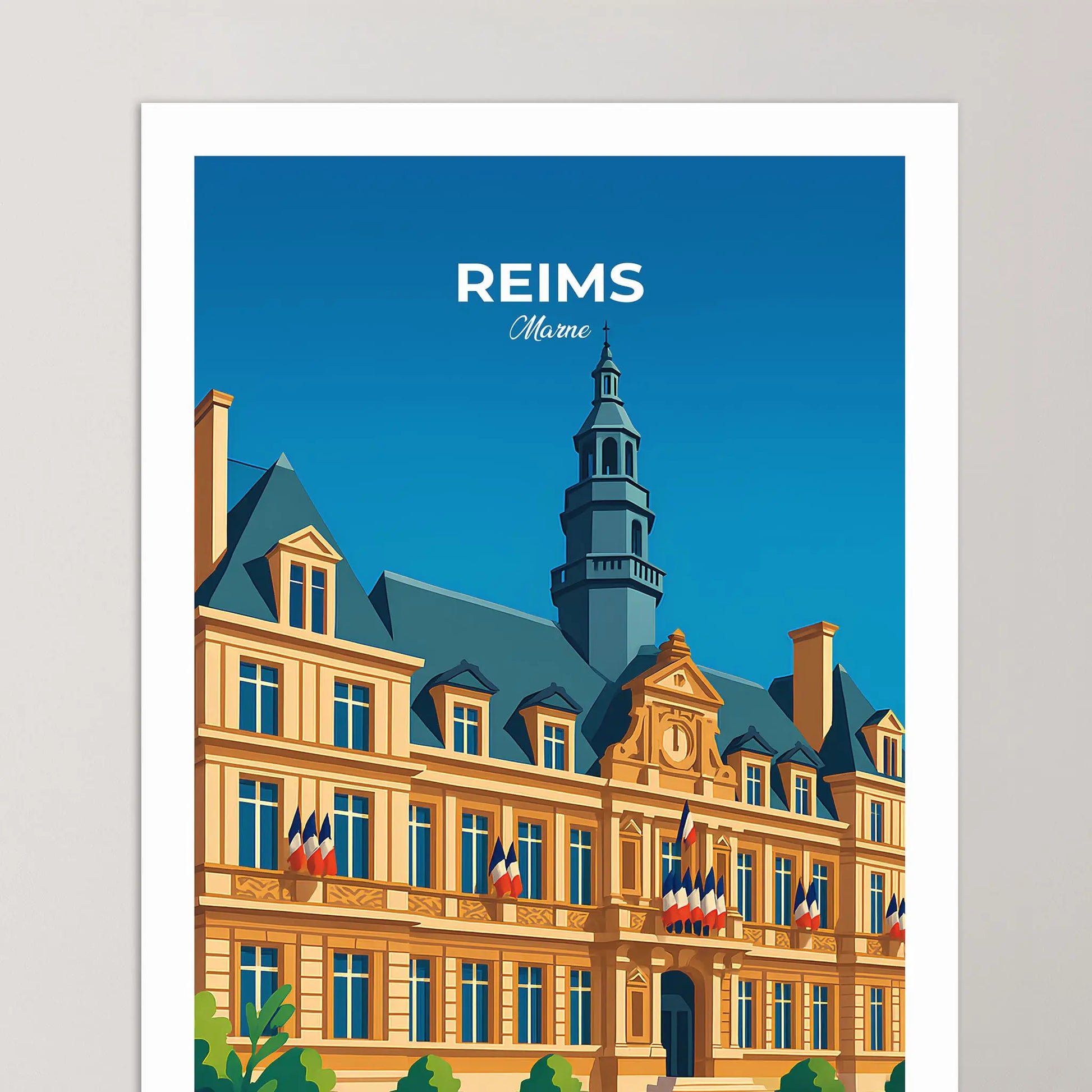 Affiche Reims - Poster vintage, impression artistique murale