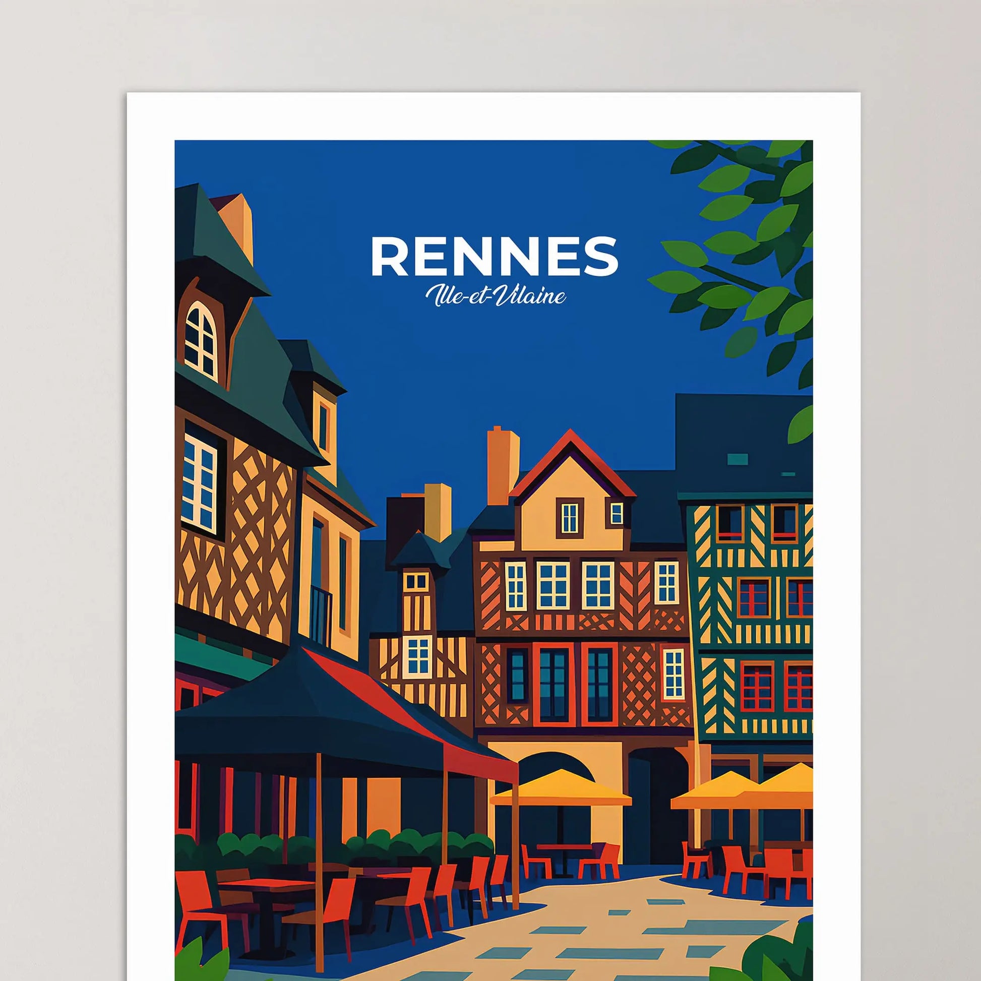 Affiche Rennes - Poster vintage, impression artistique murale