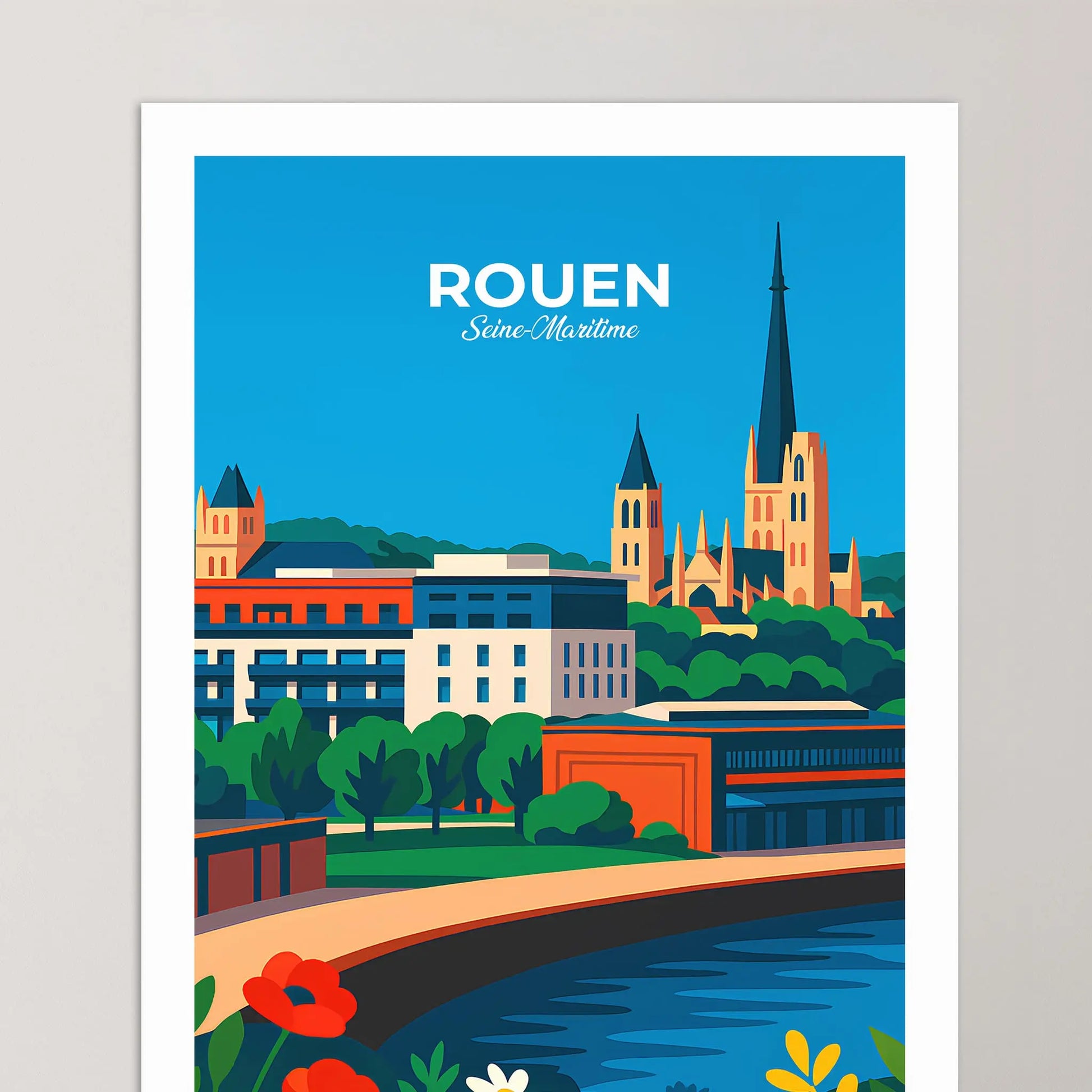 Affiche Rouen - Poster vintage, impression artistique murale