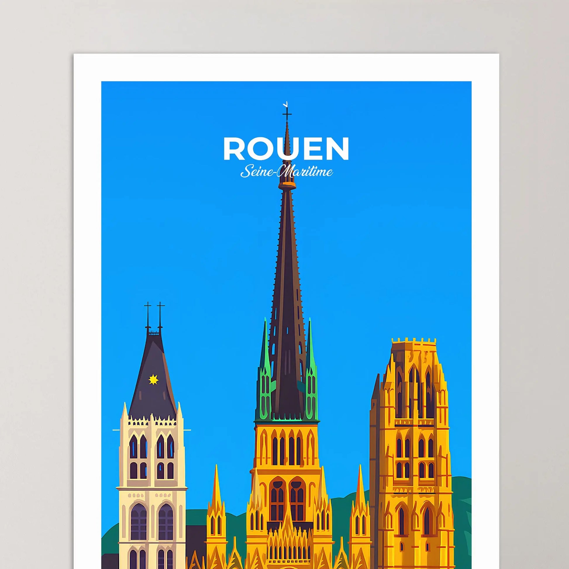 Affiche Rouen - Poster vintage, impression artistique murale