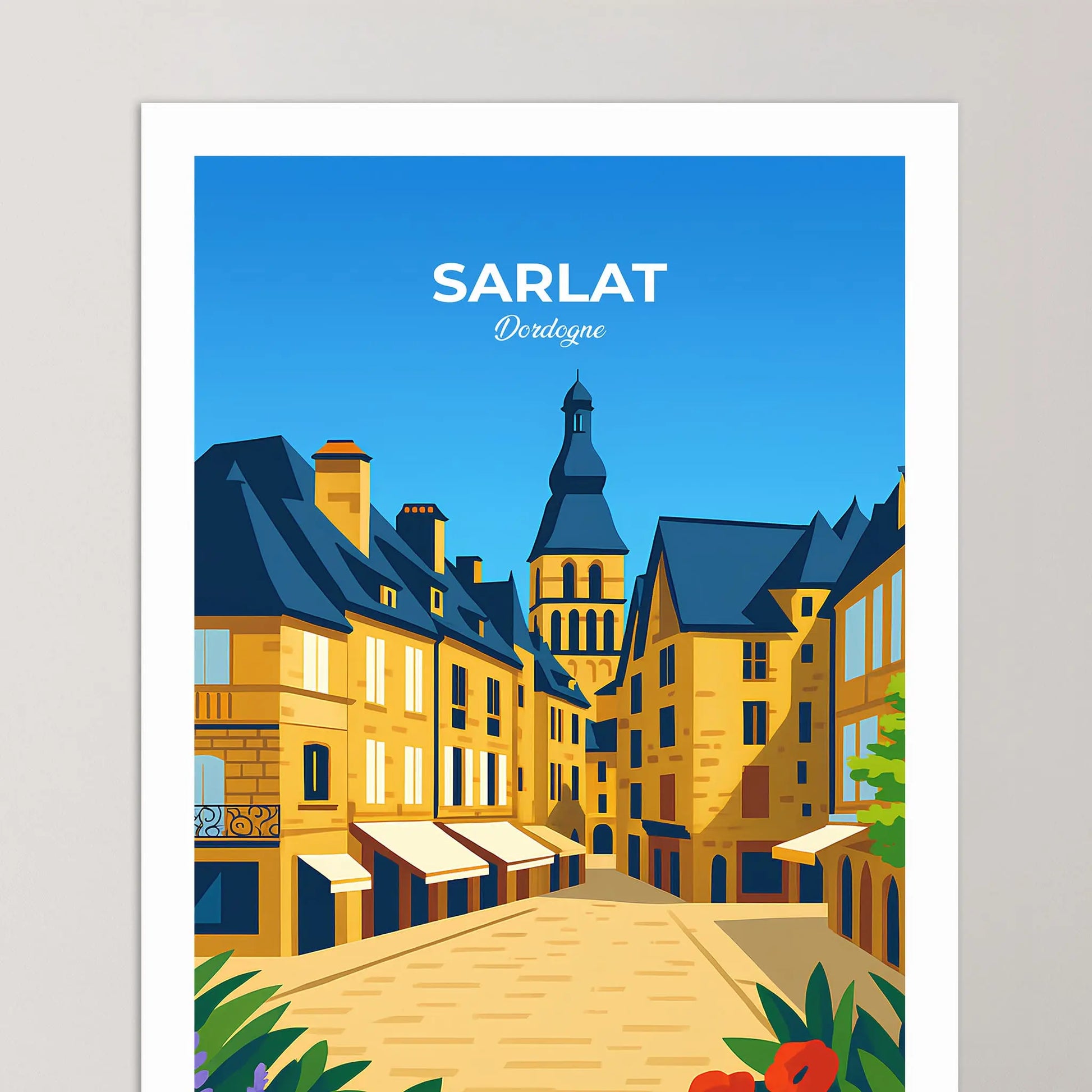 Affiche Sarlat - Poster vintage, impression artistique murale