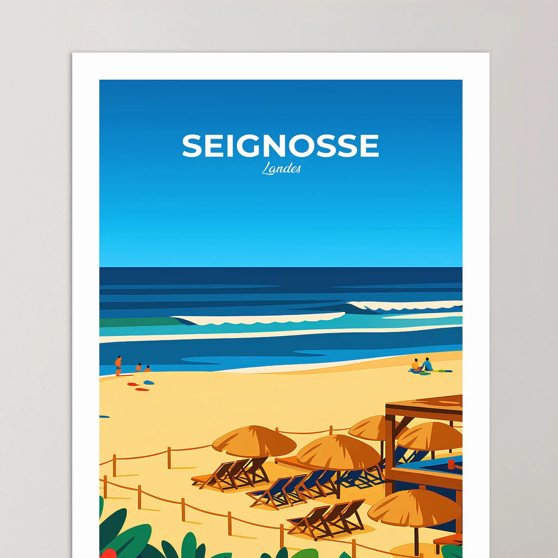 Affiche Seignosse - Poster vintage, impression artistique murale
