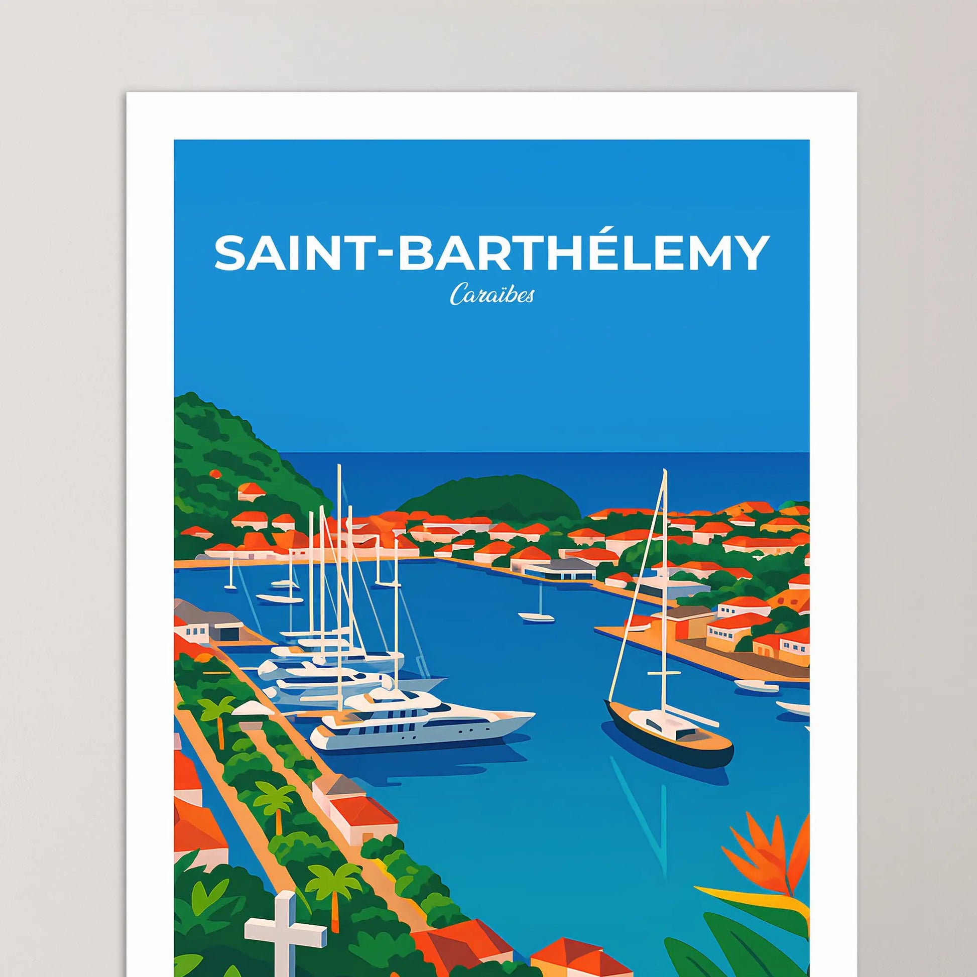Affiche Saint-Barthélemy - Poster vintage, impression artistique murale