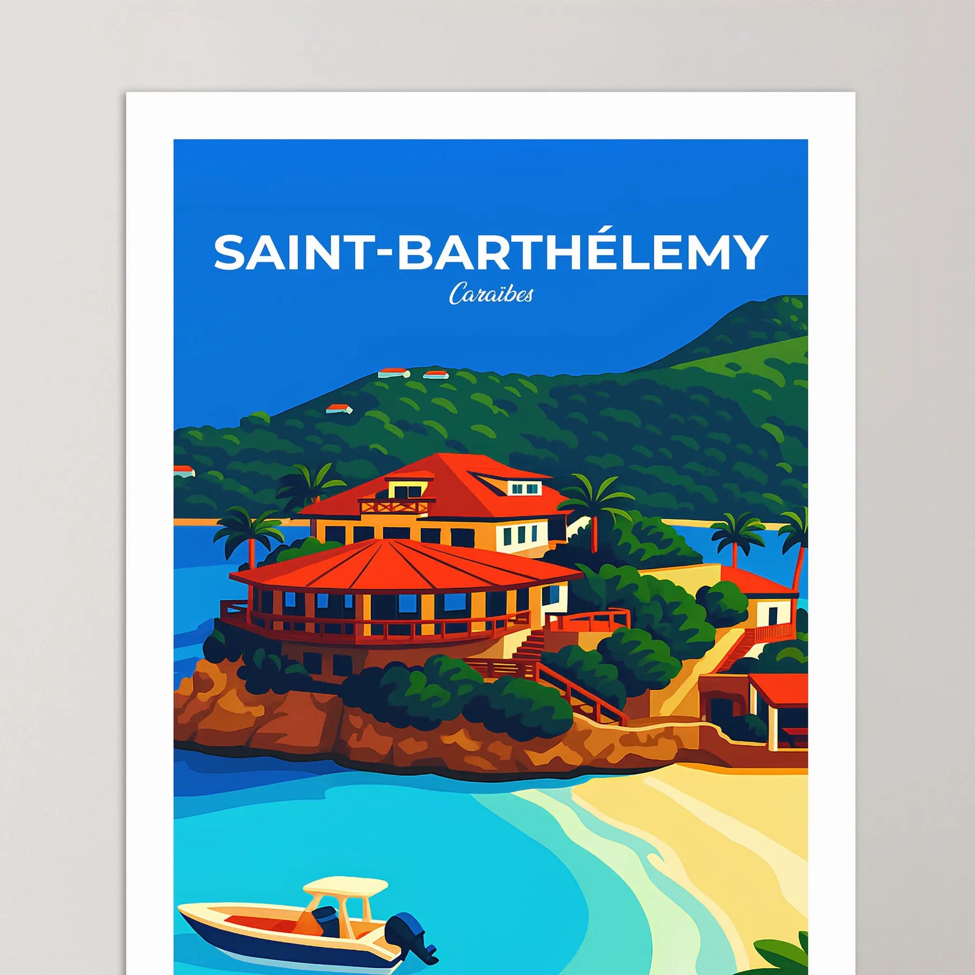 Affiche Saint-Barthélemy - Poster vintage, impression artistique murale
