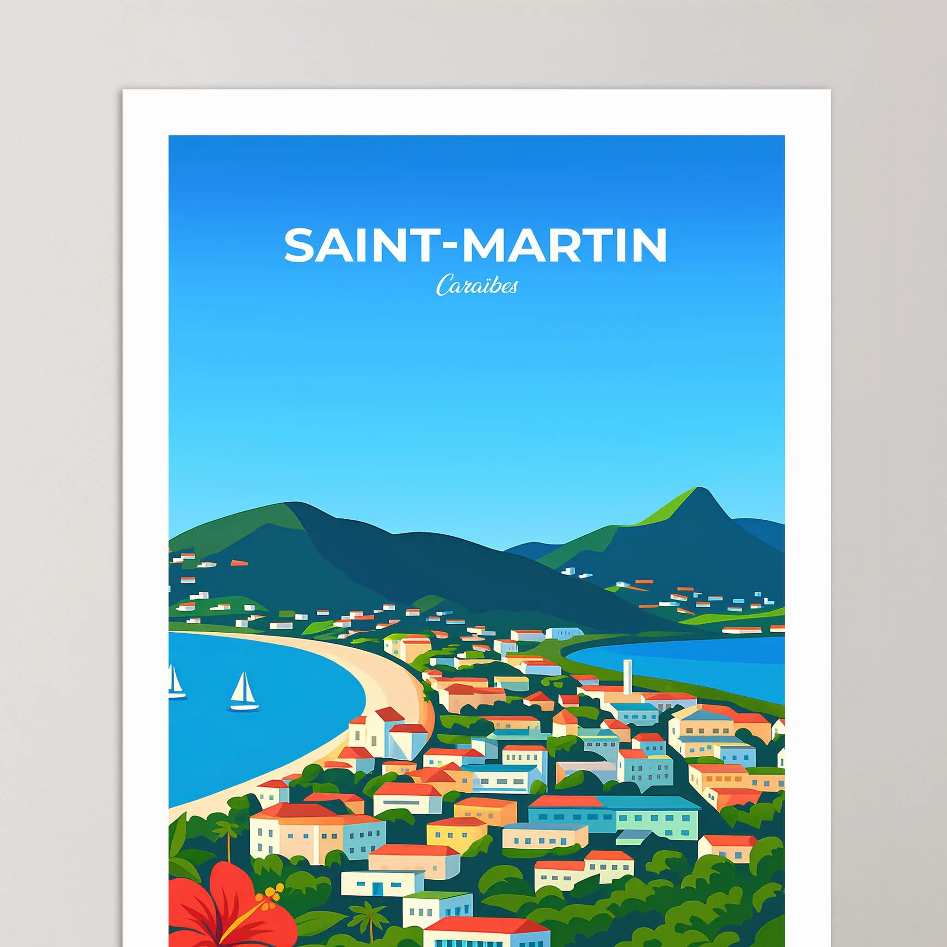 Affiche Saint-Martin - Poster vintage, impression artistique murale