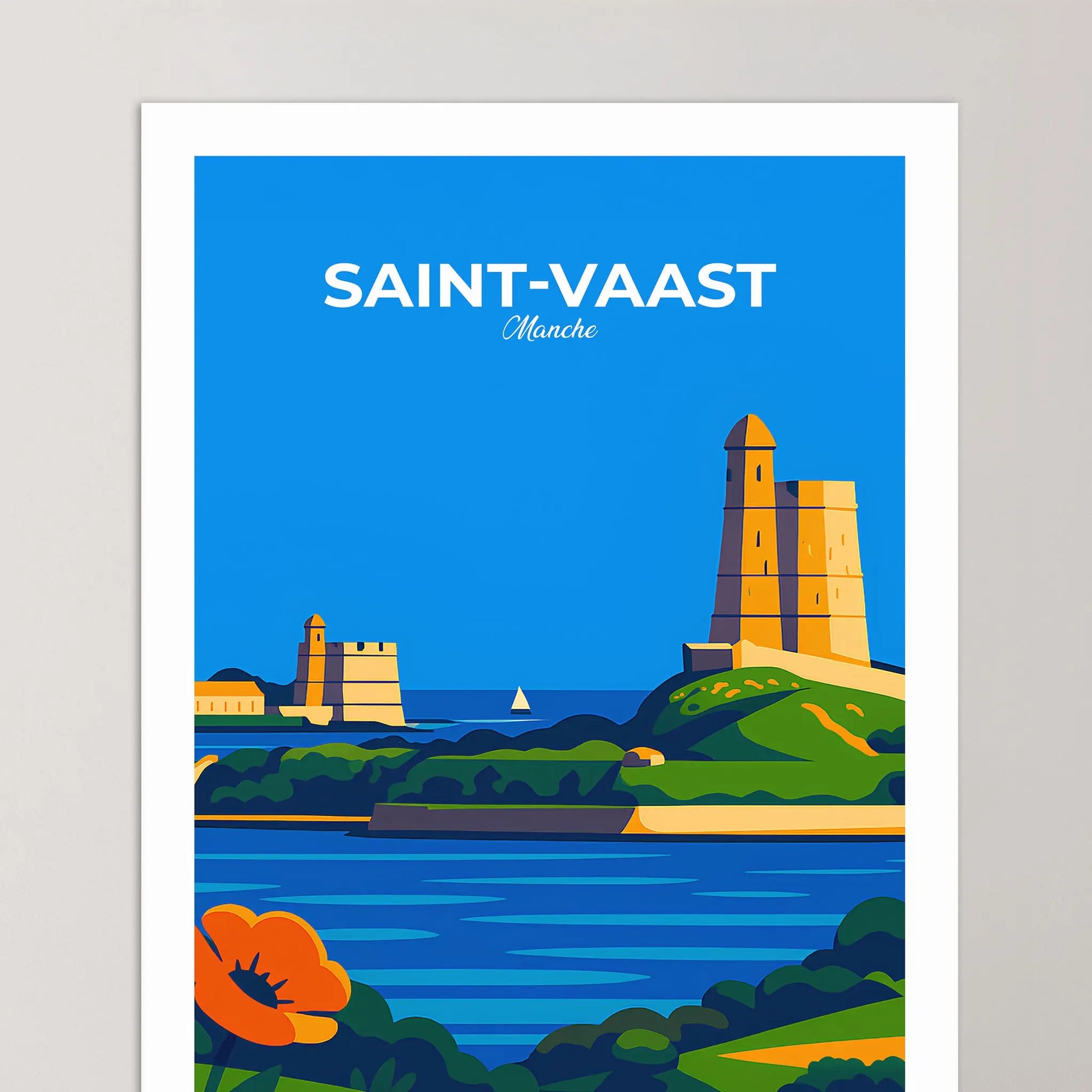 Affiche Saint-Vaast-la-Hougue - Poster vintage, impression artistique murale