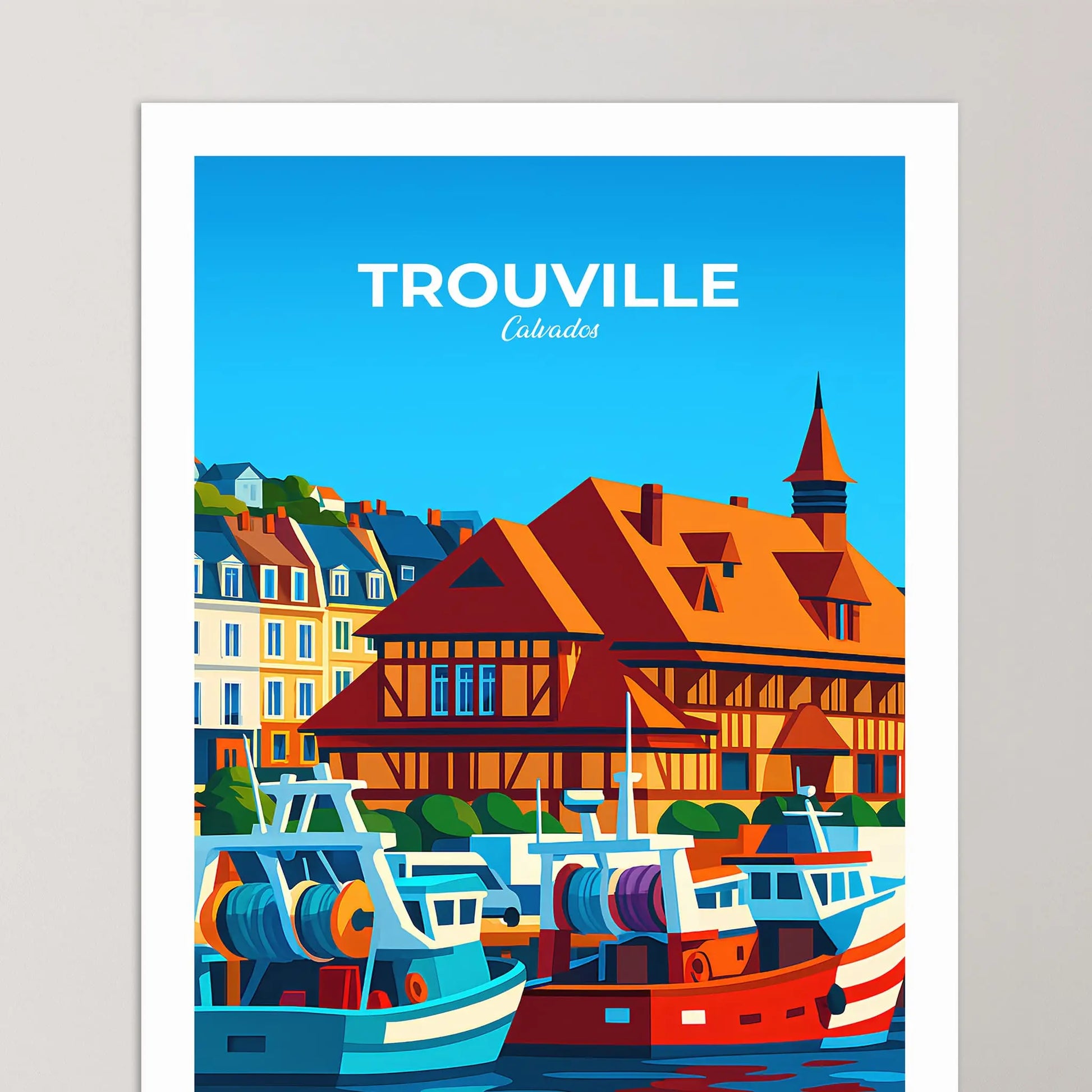 Affiche Trouville-sur-Mer - Poster vintage, impression artistique murale