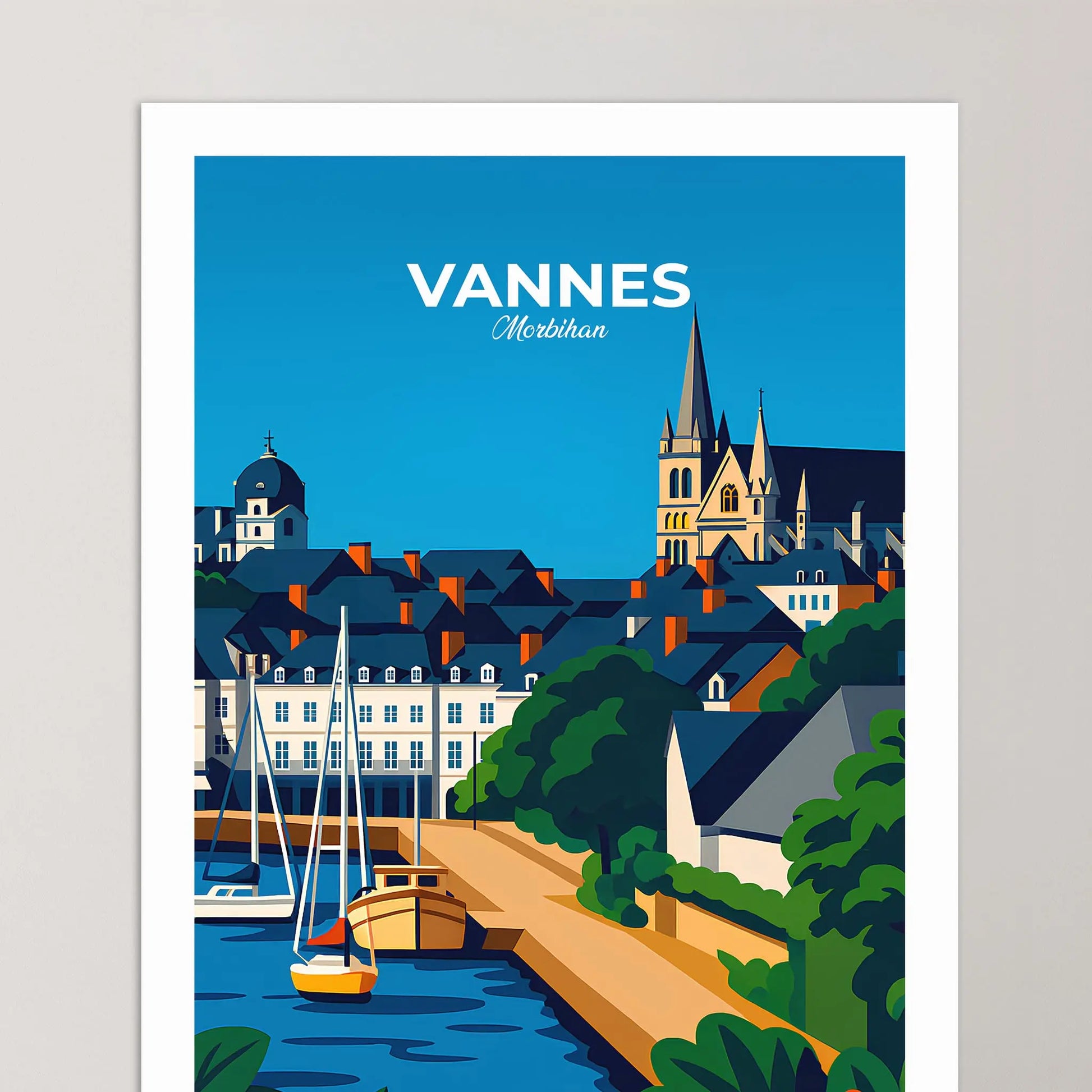 Affiche Vannes - Poster vintage, impression artistique murale