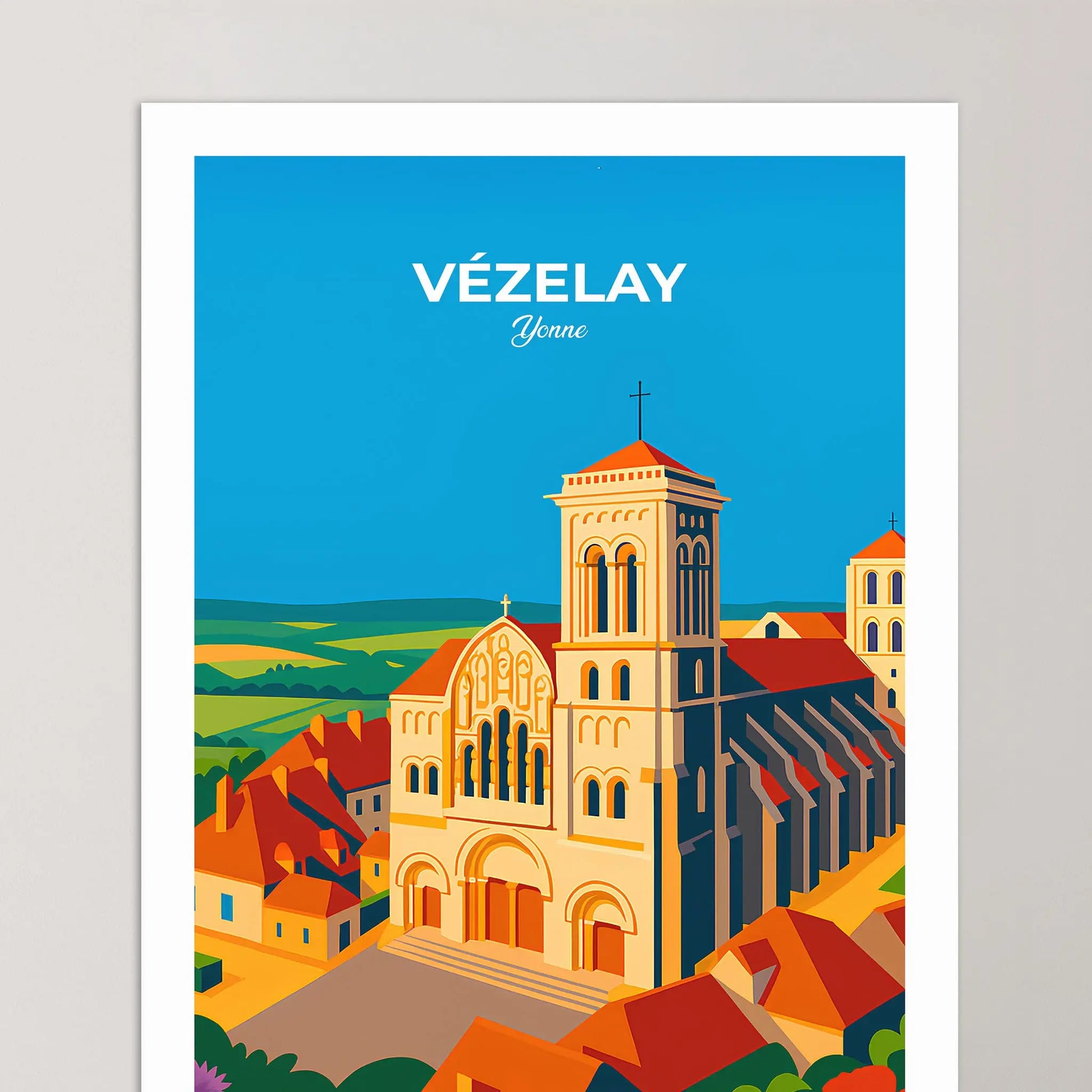 Affiche Vézelay - Poster vintage, impression artistique murale