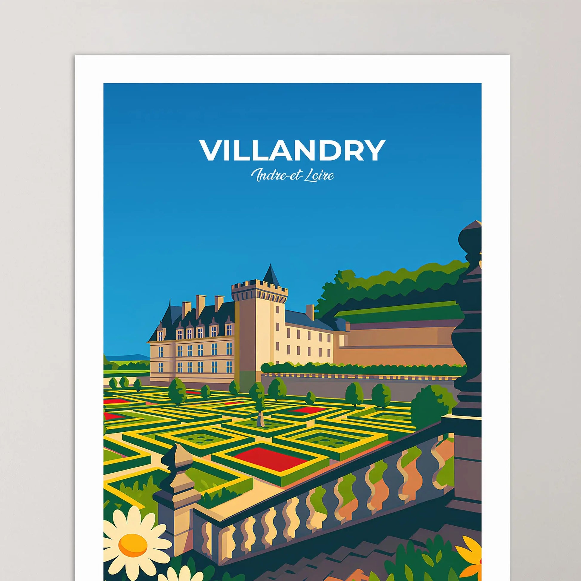 Affiche Villandry - Poster vintage, impression artistique murale