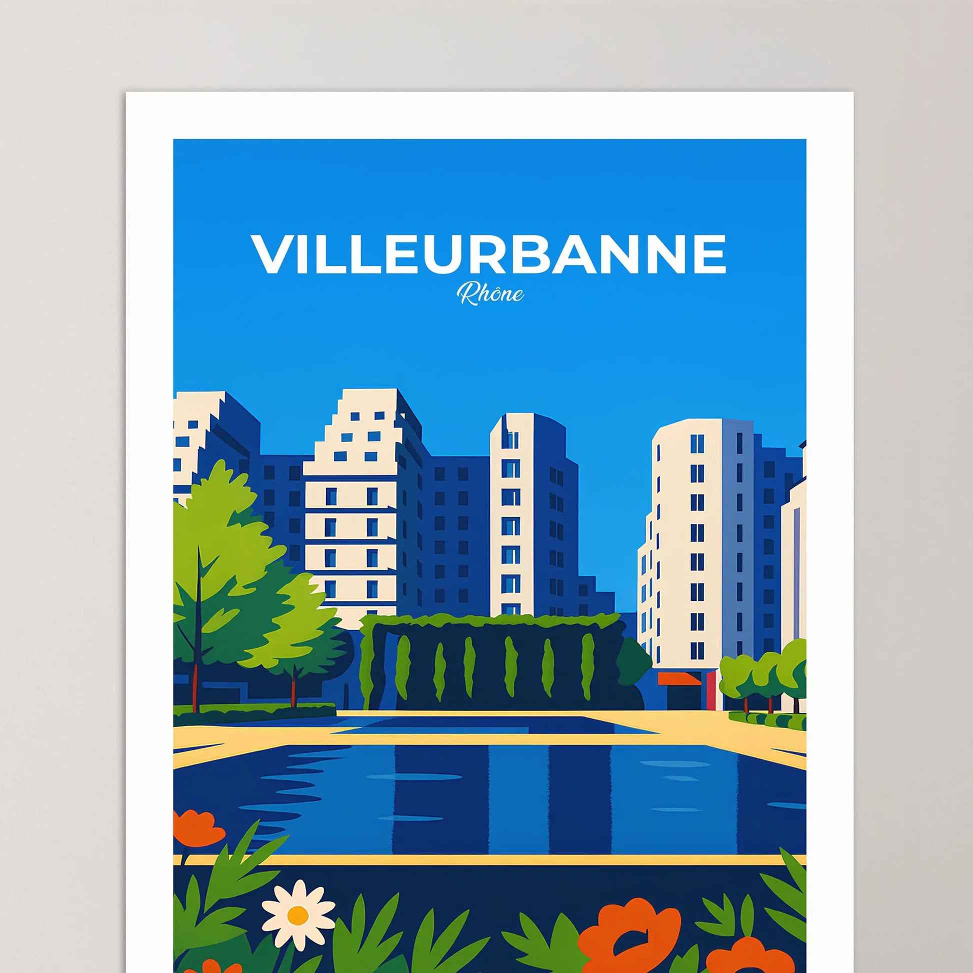 Affiche Villeurbanne - Poster vintage, impression artistique murale