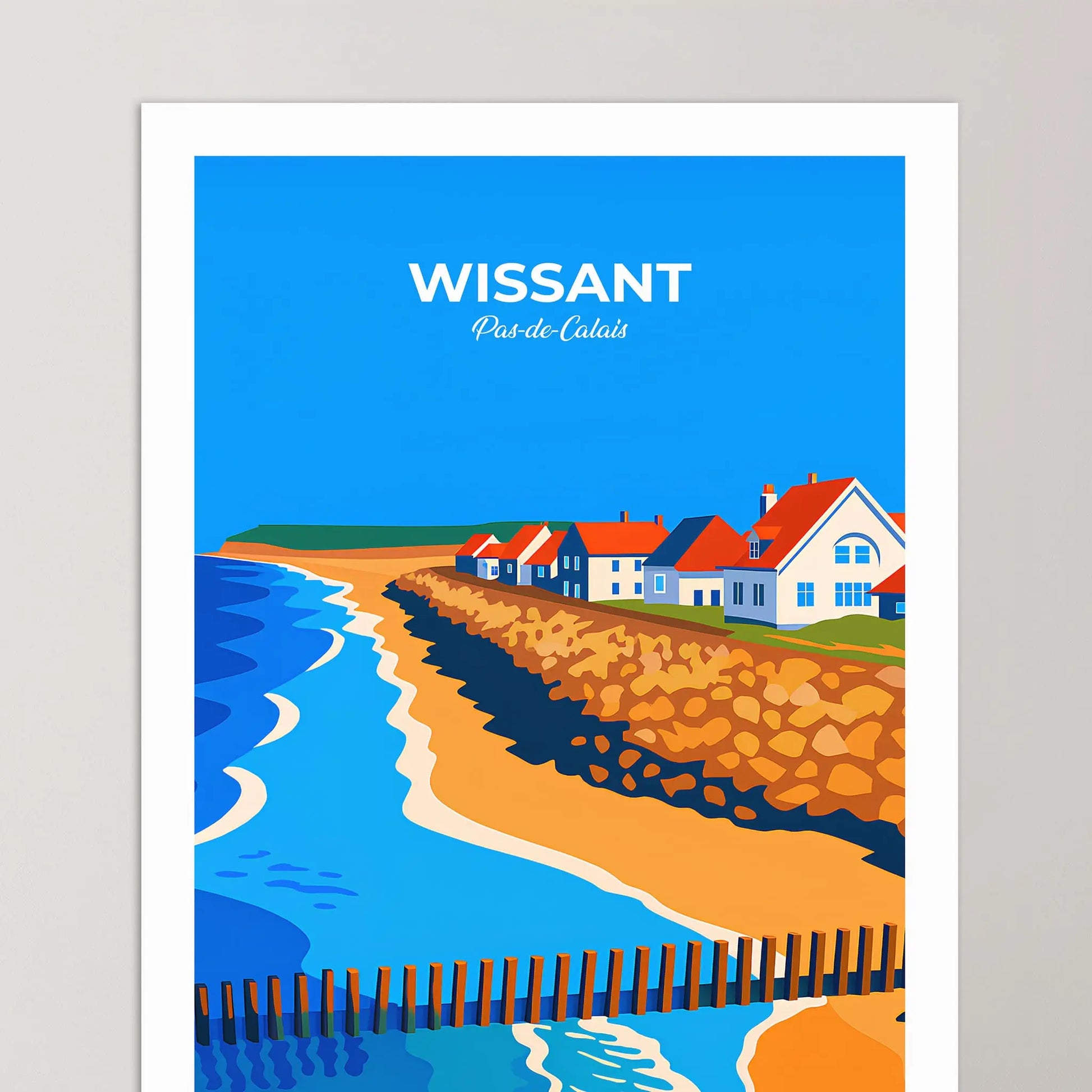 Affiche Wissant - Poster vintage, impression artistique murale
