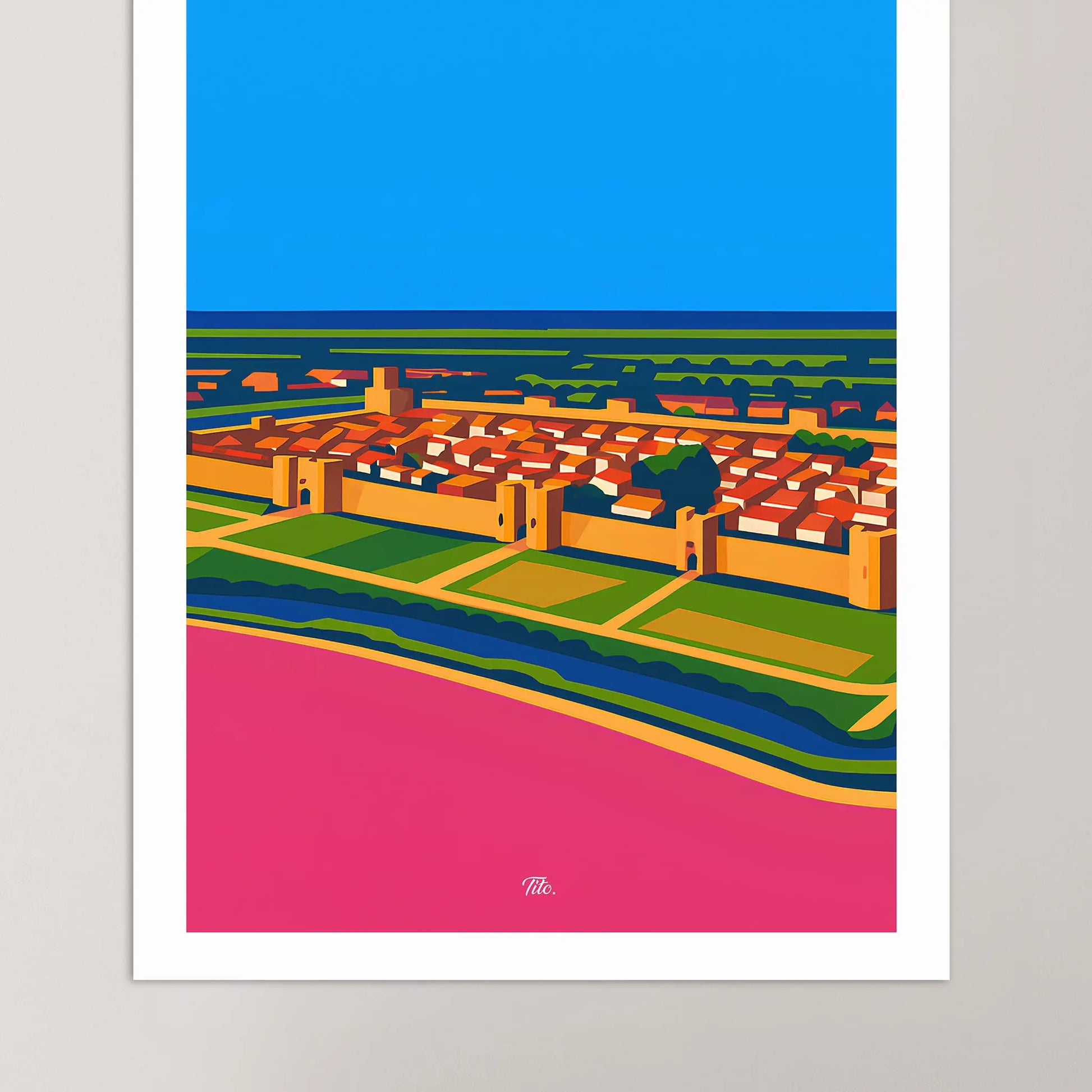 Affiche Aigues-Mortes - Poster vintage, impression artistique murale